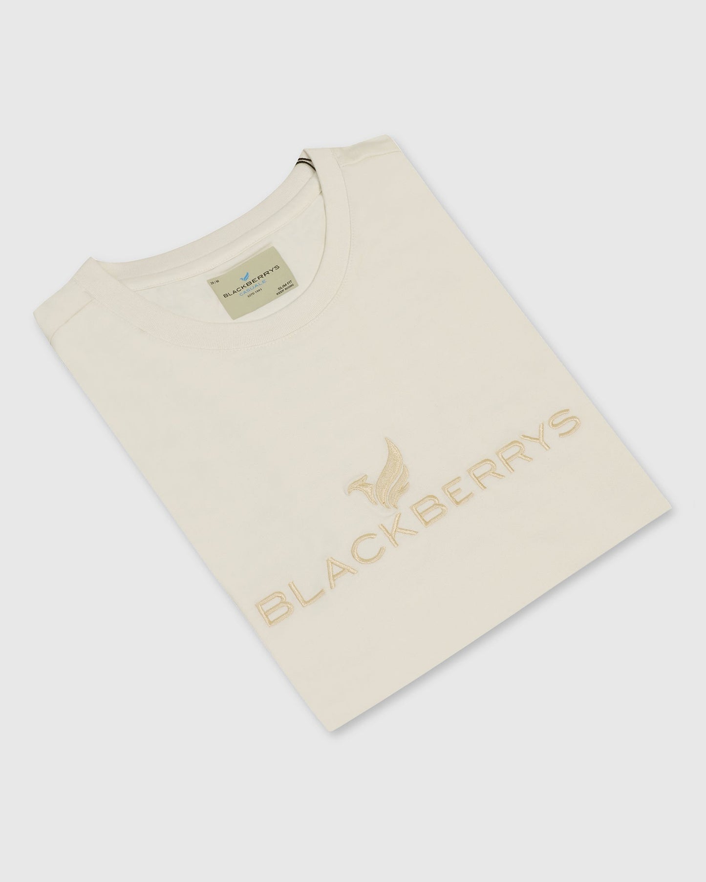 Crew Neck Off White Solid T-Shirt - Phoenix