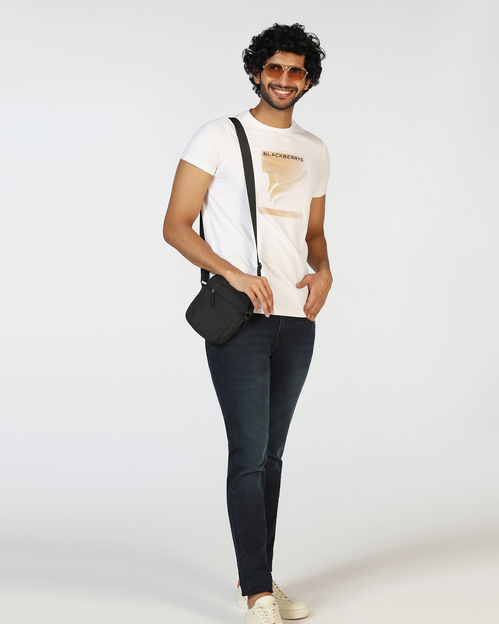 Crew Neck White Printed T-Shirt - Pilot