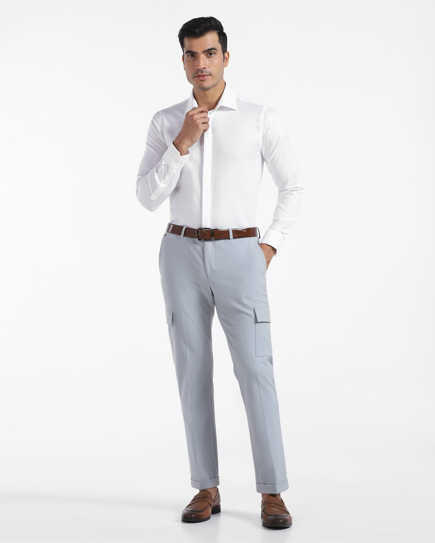 Slim Comfort B-95 Formal Light Blue Solid Trouser - Victor