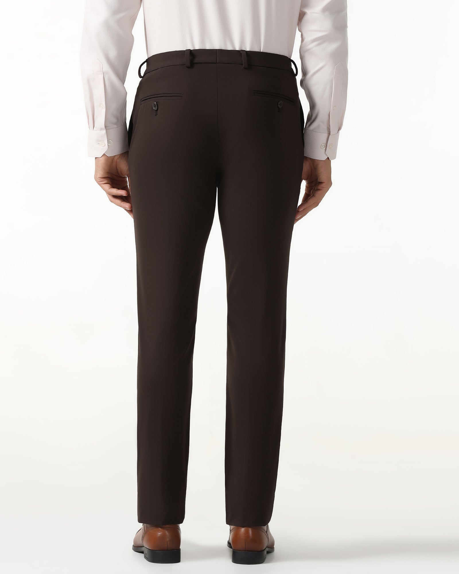 Dark Brown Solid Trouser - Oak