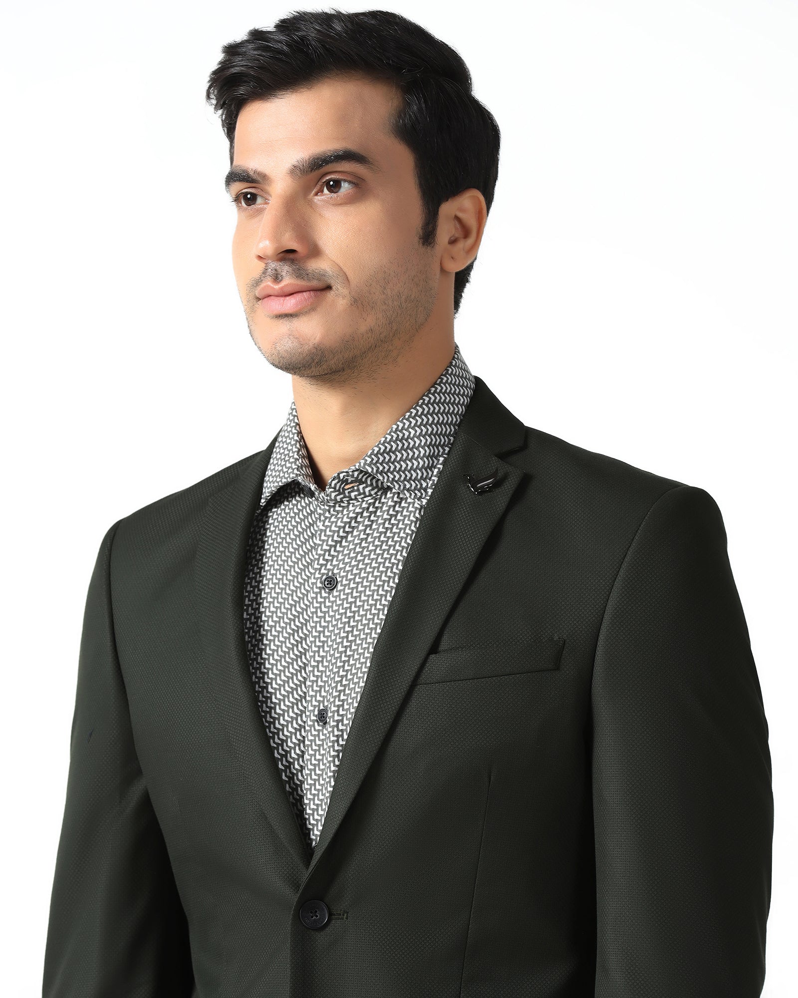 Dark Green Two Piece Textured Suit - Qualcom