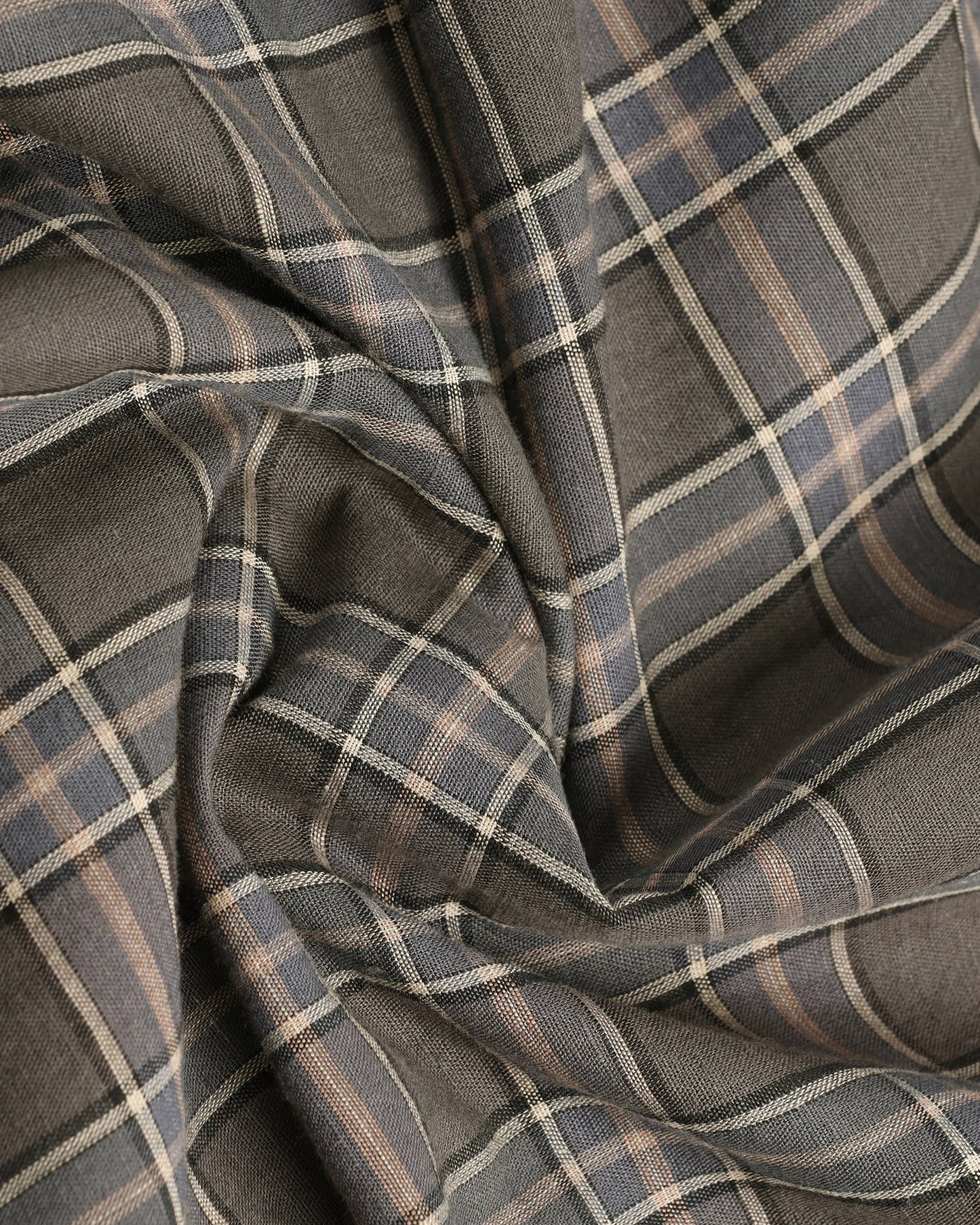Dark Grey Linen Check Shirt - Madrik