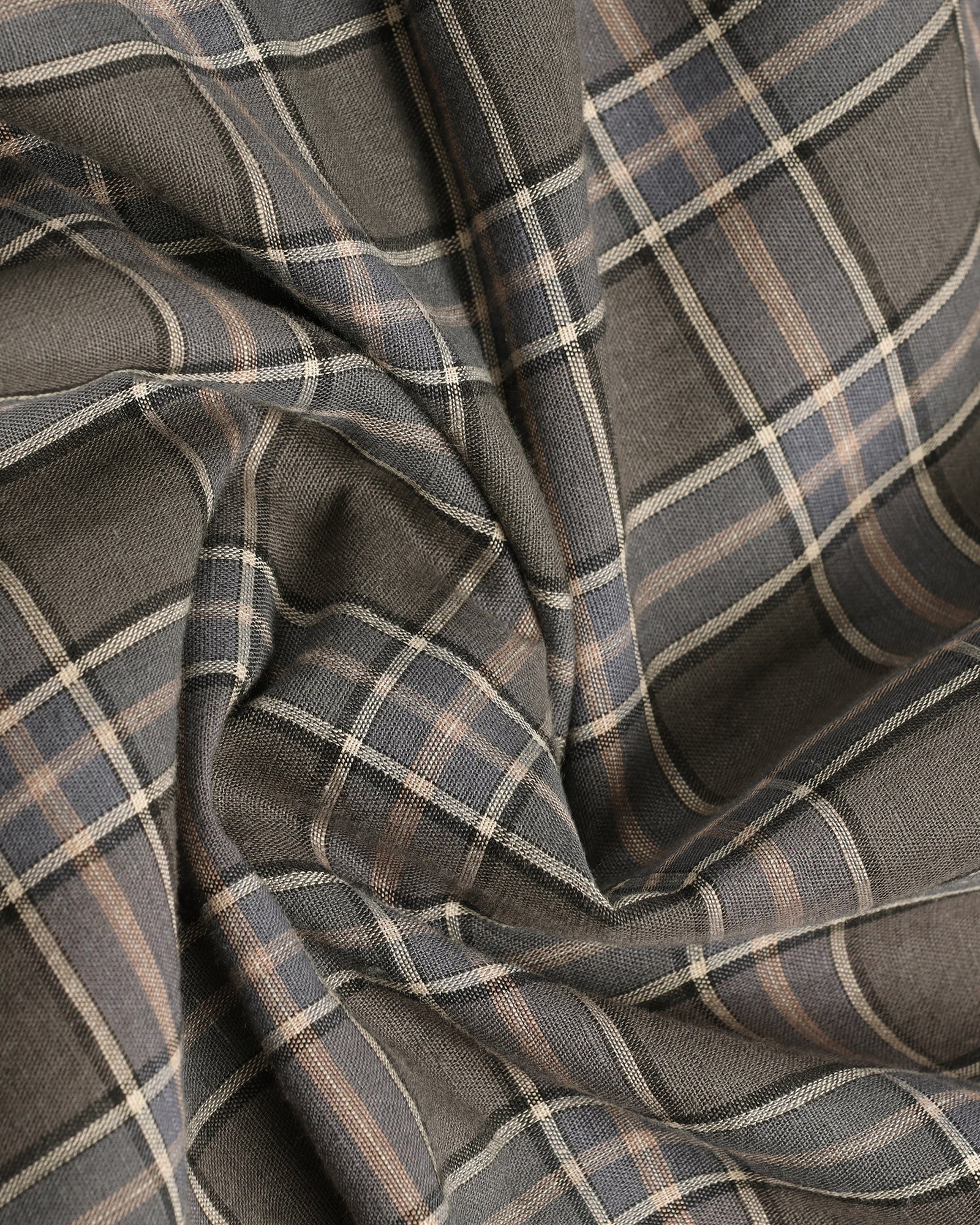 Dark Grey Linen Check Shirt - Madrik