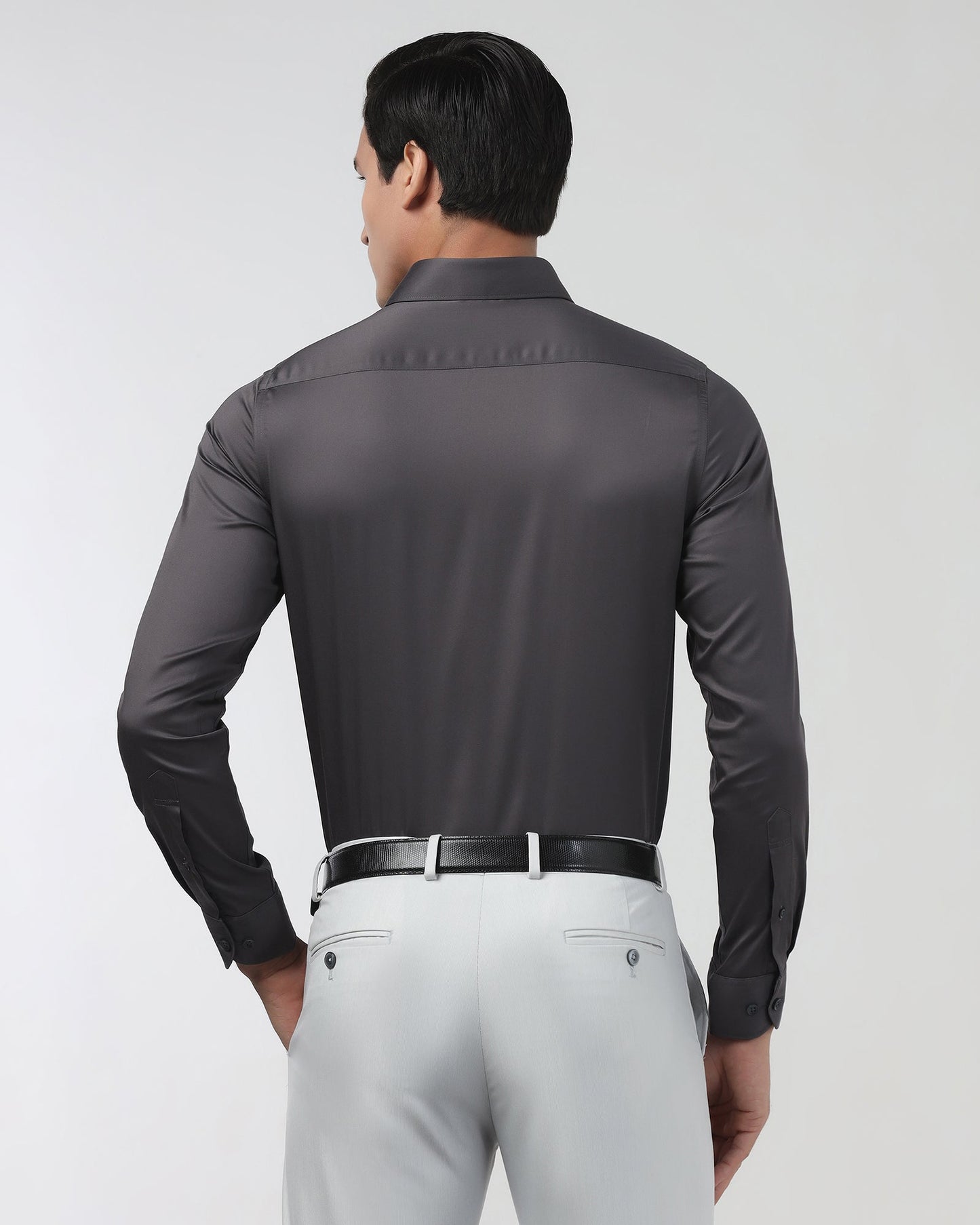 Dark Grey Unwrinkle Solid Shirt - Sylvia