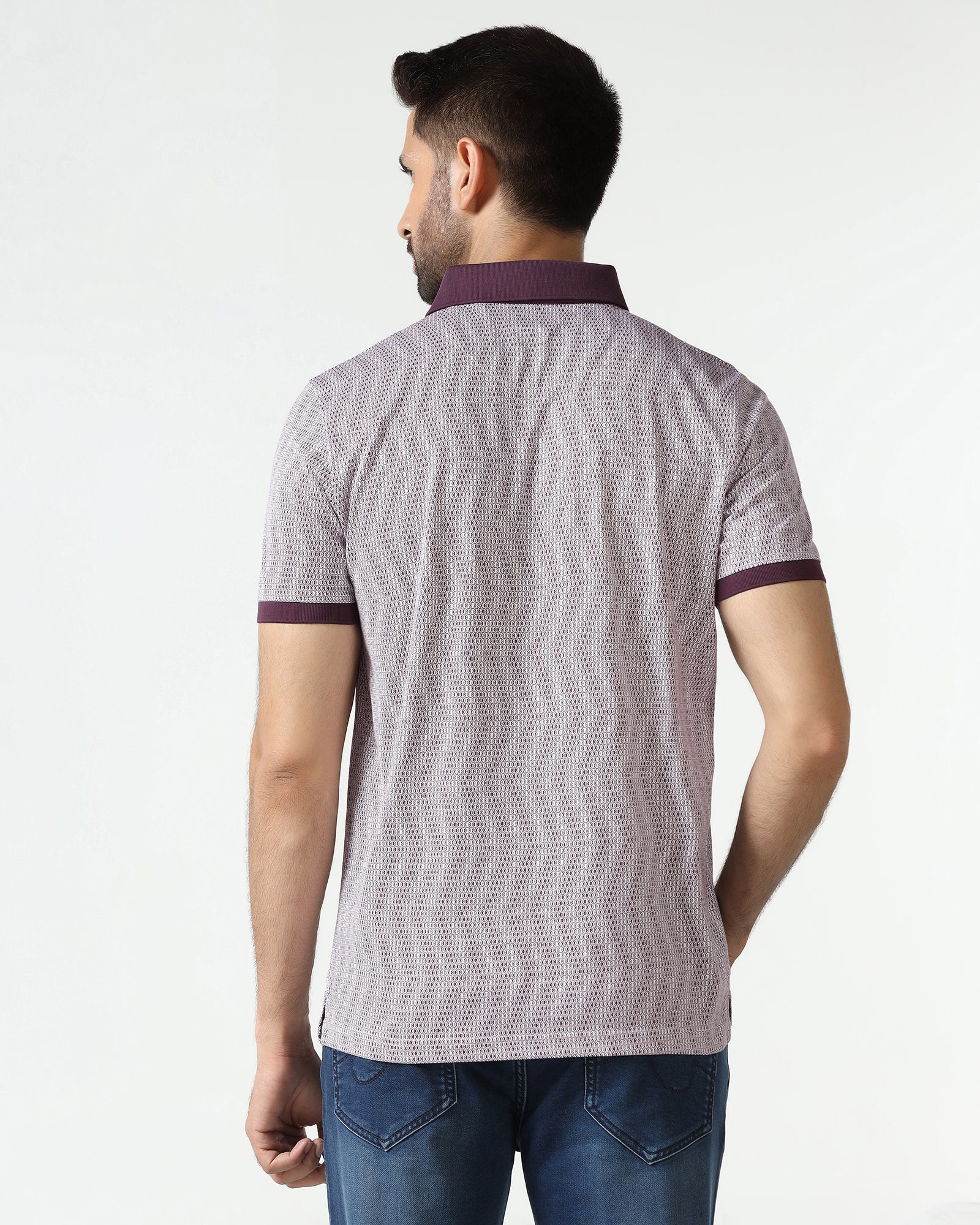 Dark Purple Printed Polo - Zap