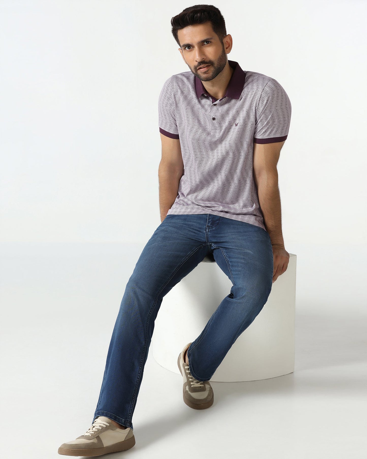 Dark Purple Printed Polo - Zap