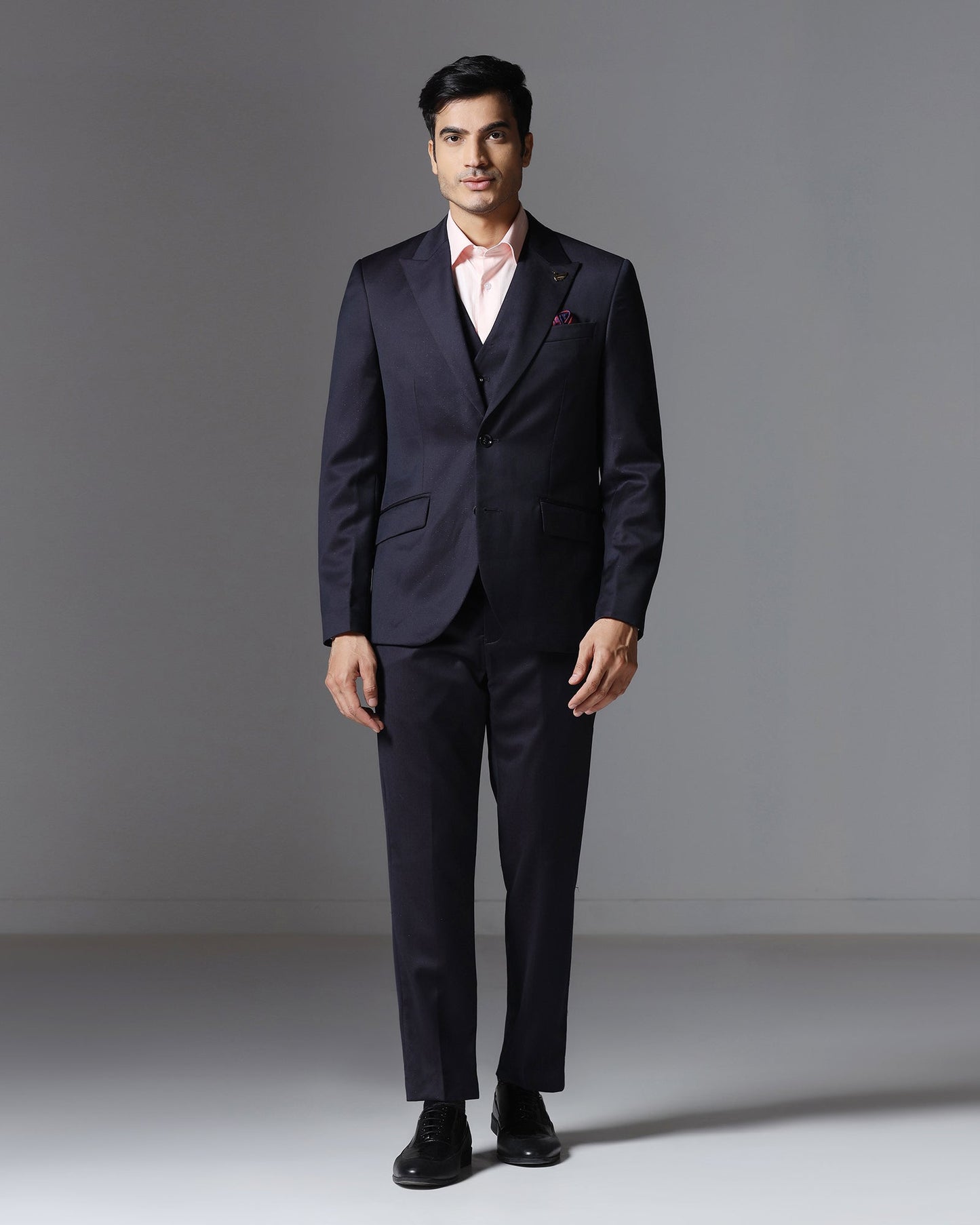 Dark Purple Three Piece Textured Suit - Pixel