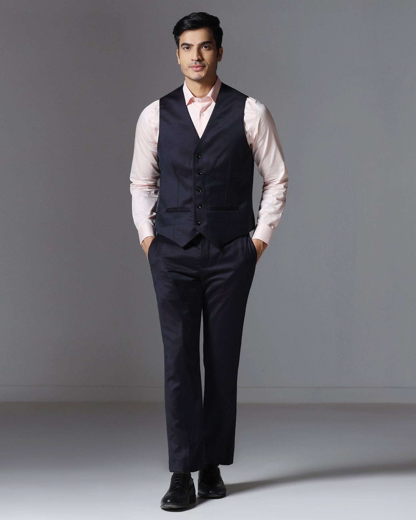 Dark Purple Three Piece Textured Suit - Pixel