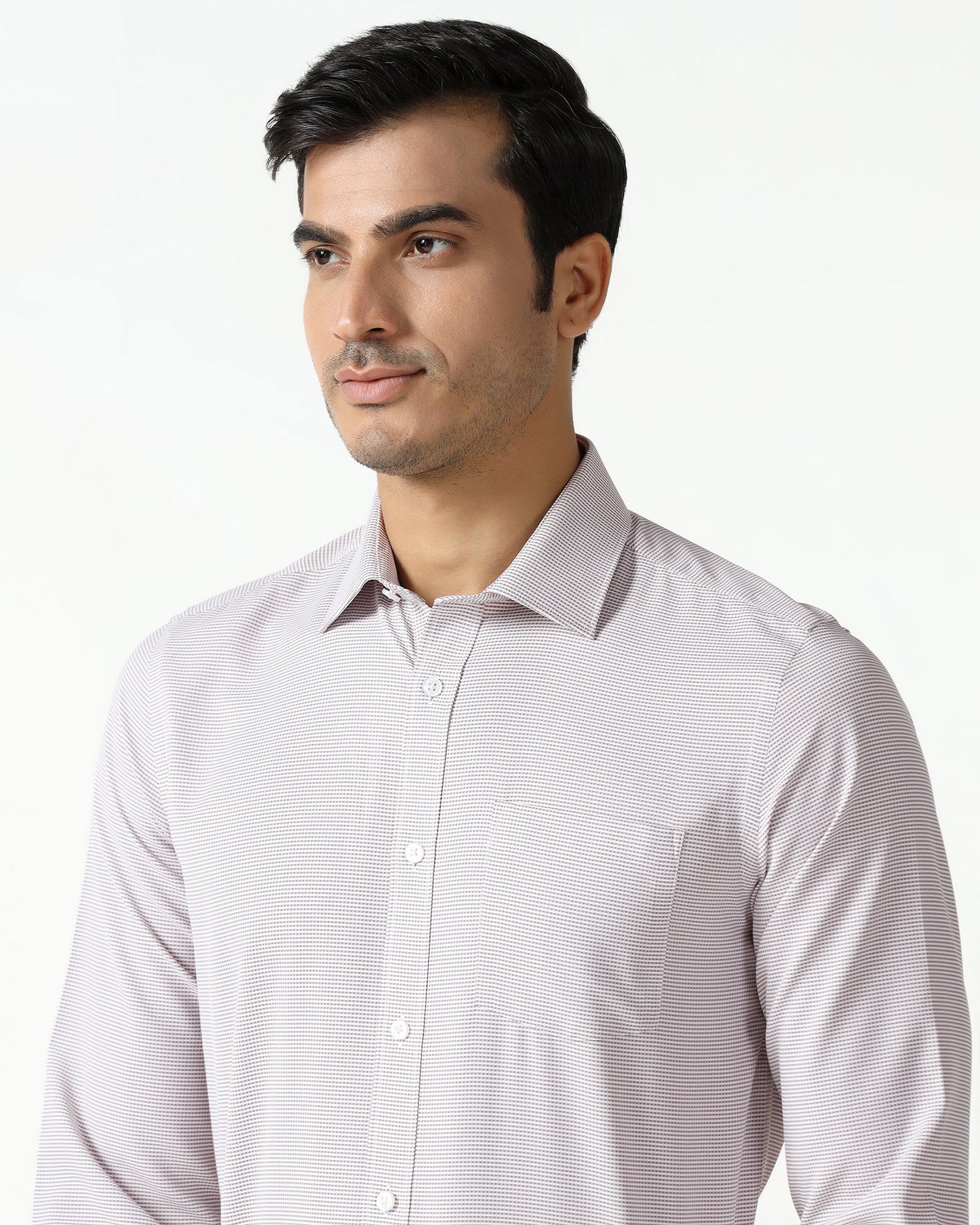 Dusty Pink Non Iron Textured Shirt - Rise