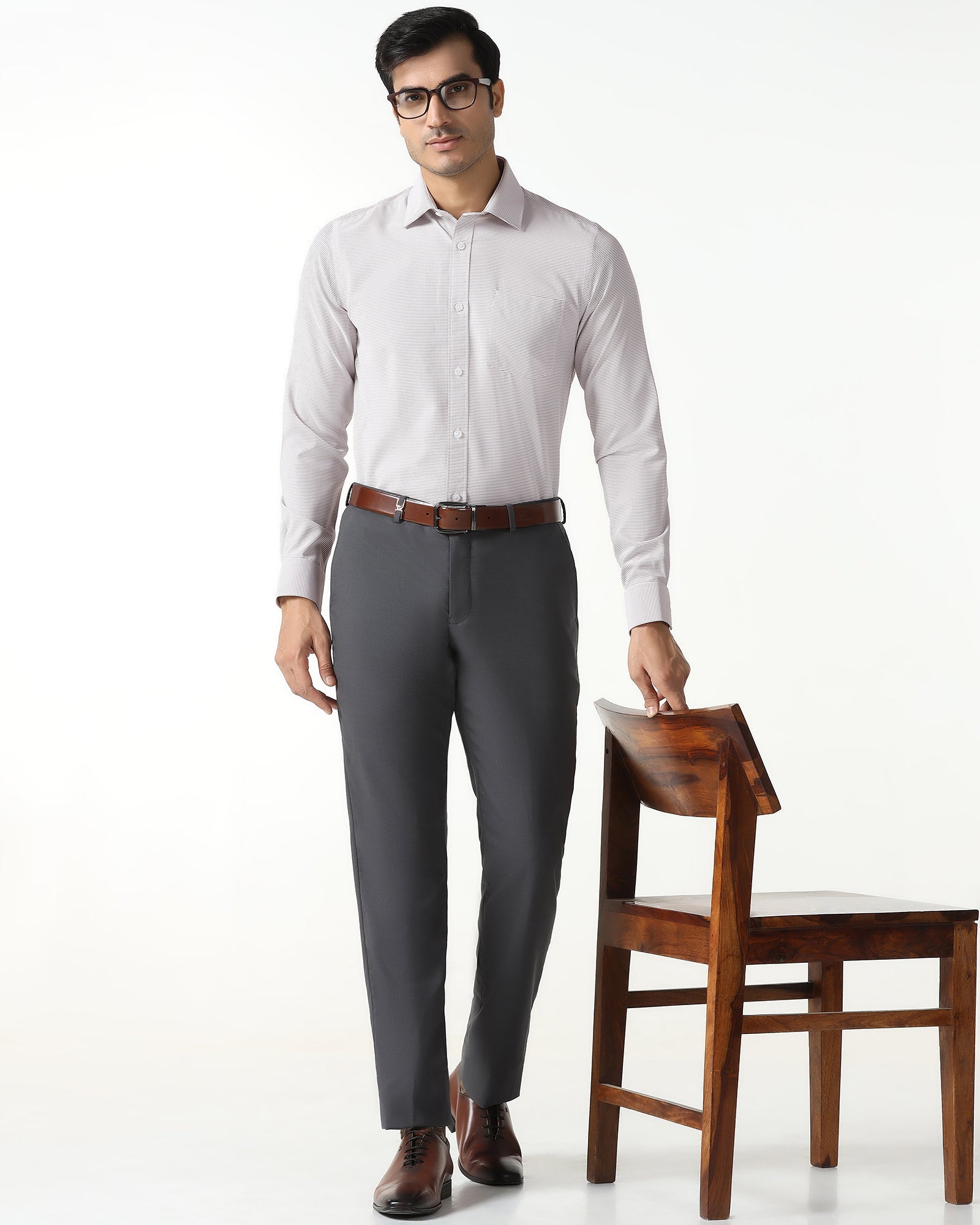 Dusty Pink Non Iron Textured Shirt - Rise