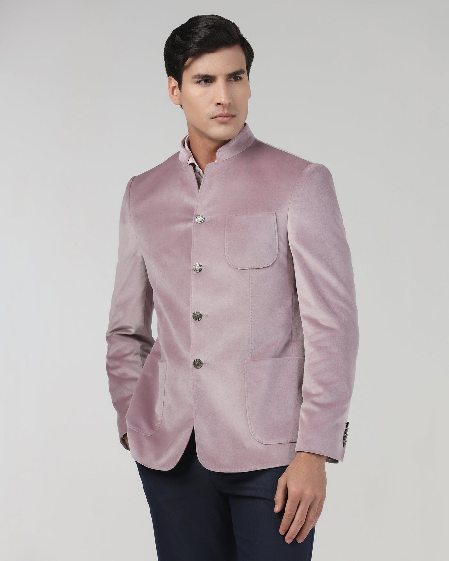 Dusty Pink Solid Bandhgala - Malibu
