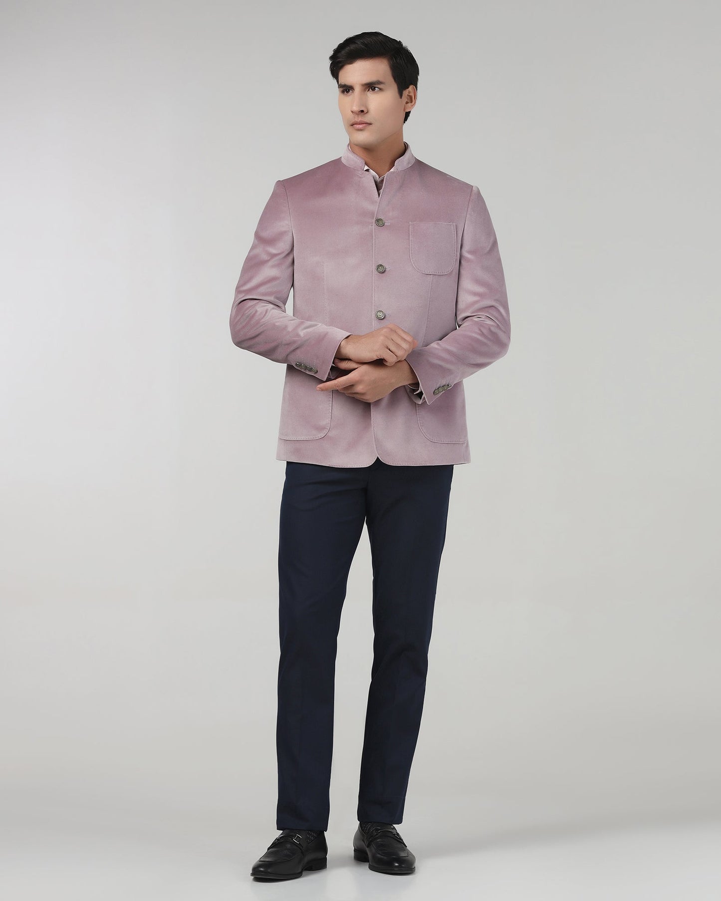 Dusty Pink Solid Bandhgala - Malibu