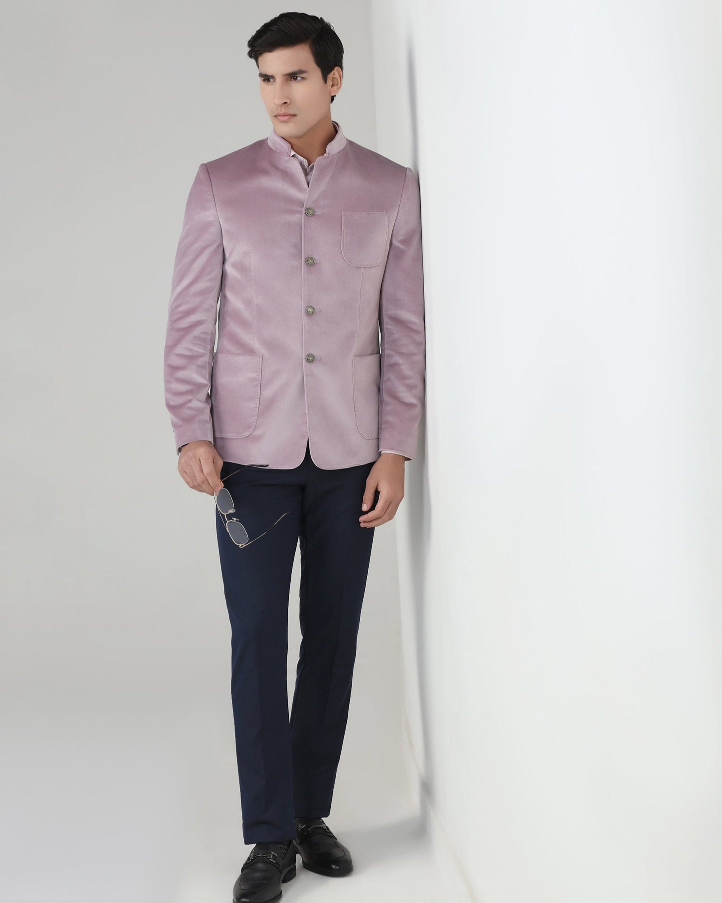 Dusty Pink Solid Bandhgala - Malibu