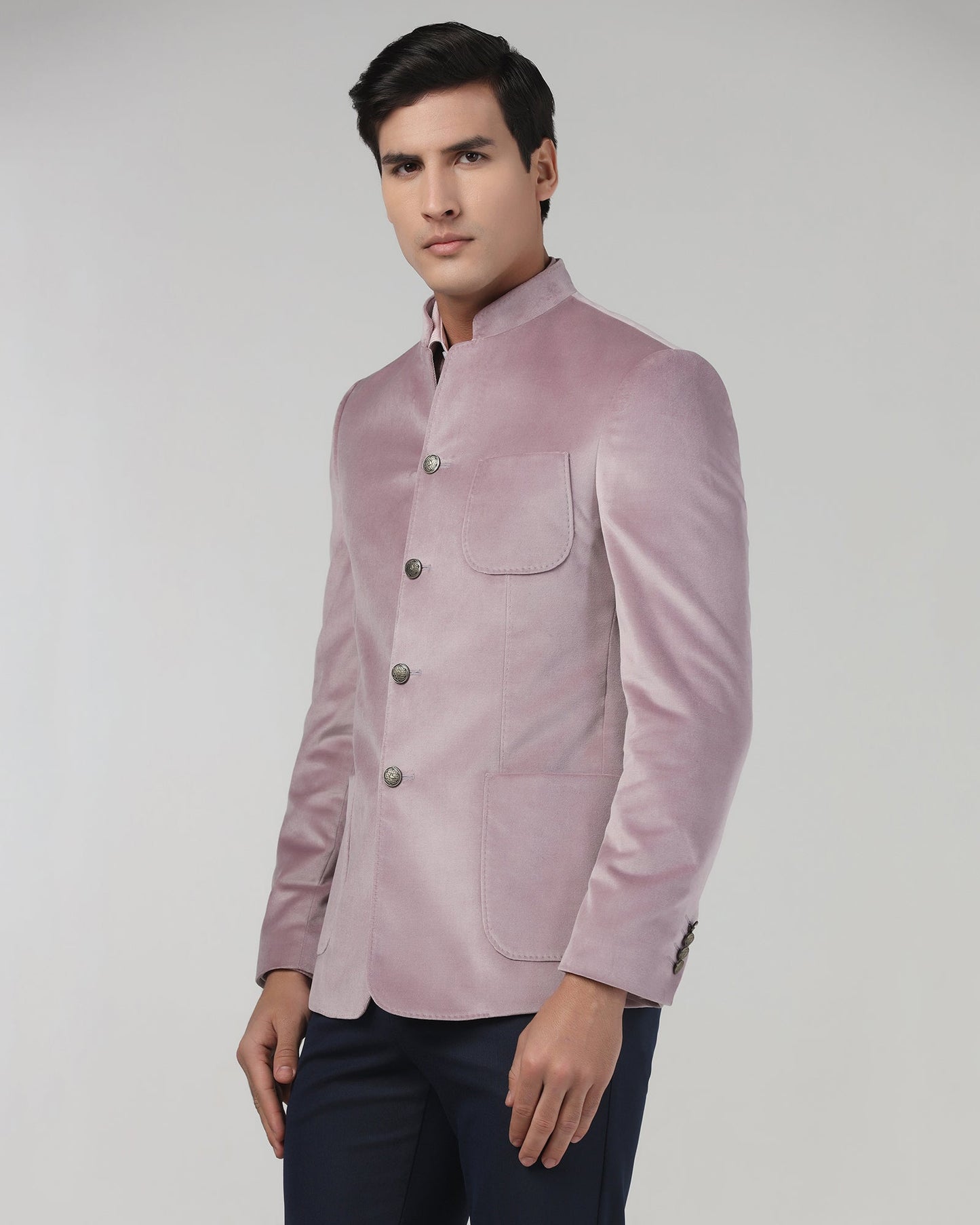 Dusty Pink Solid Bandhgala - Malibu