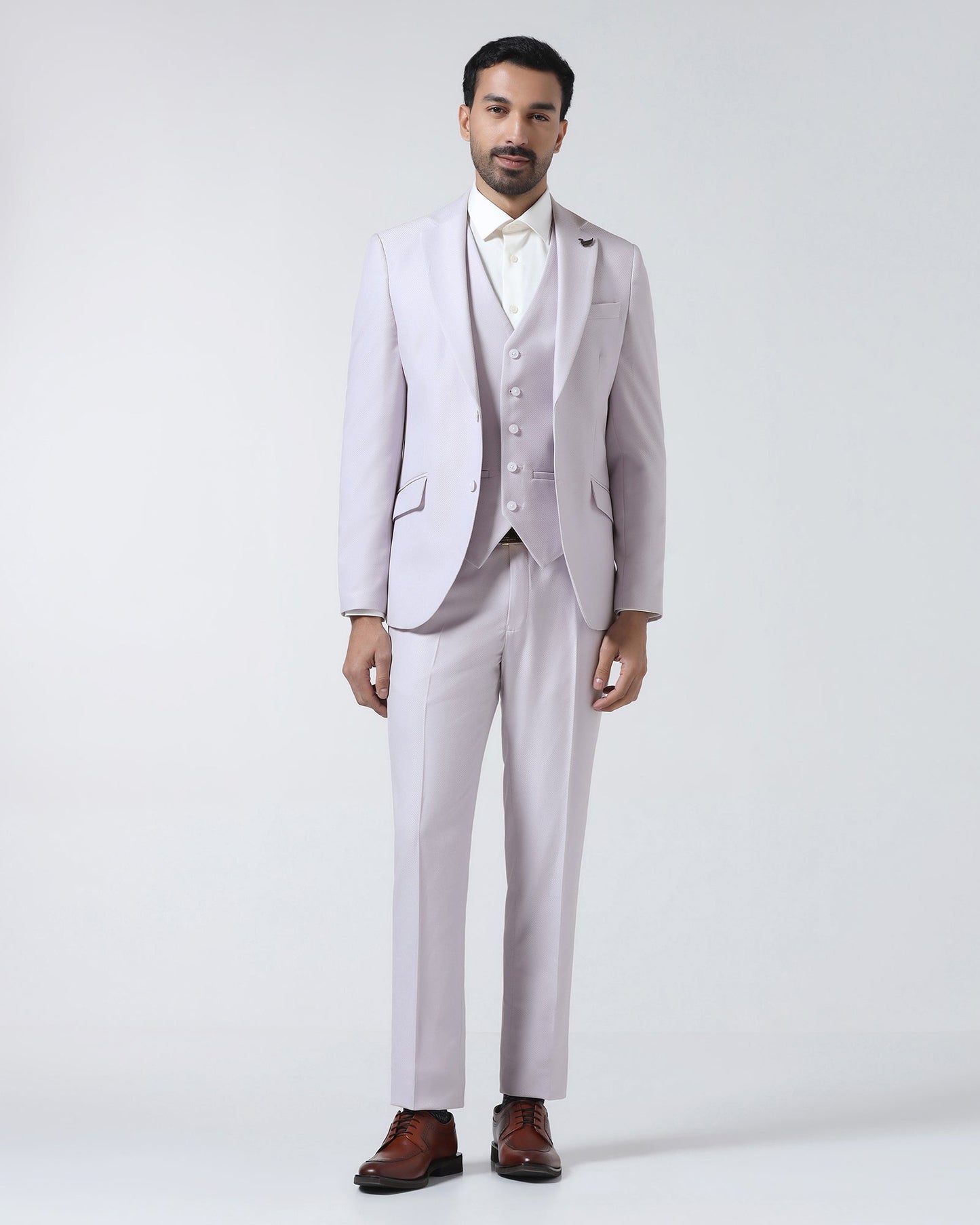 Dusty Pink Three Piece Textured Suit - Zeny