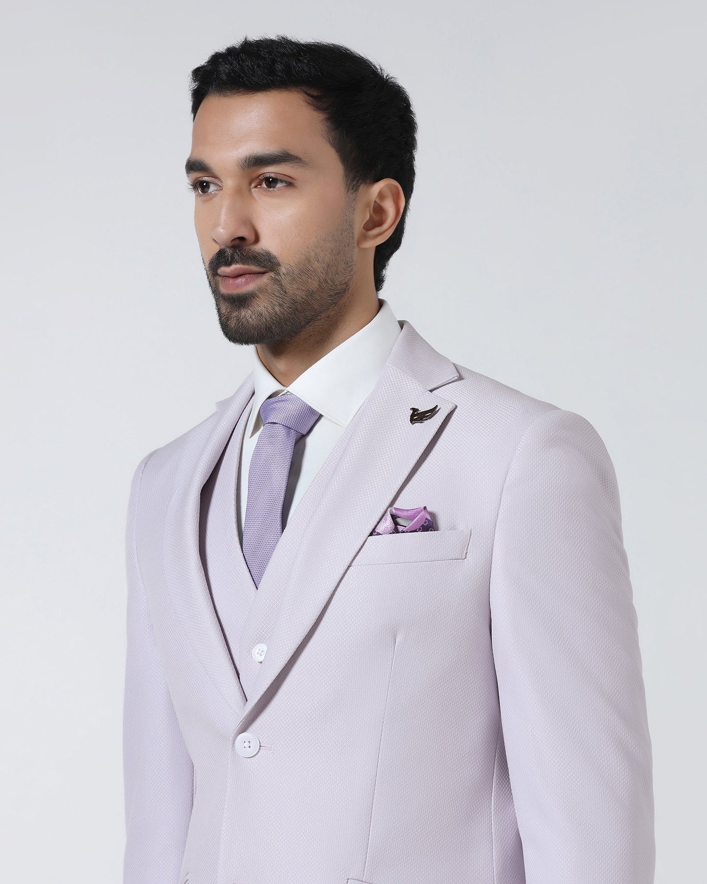 Dusty Pink Three Piece Textured Suit - Zeny