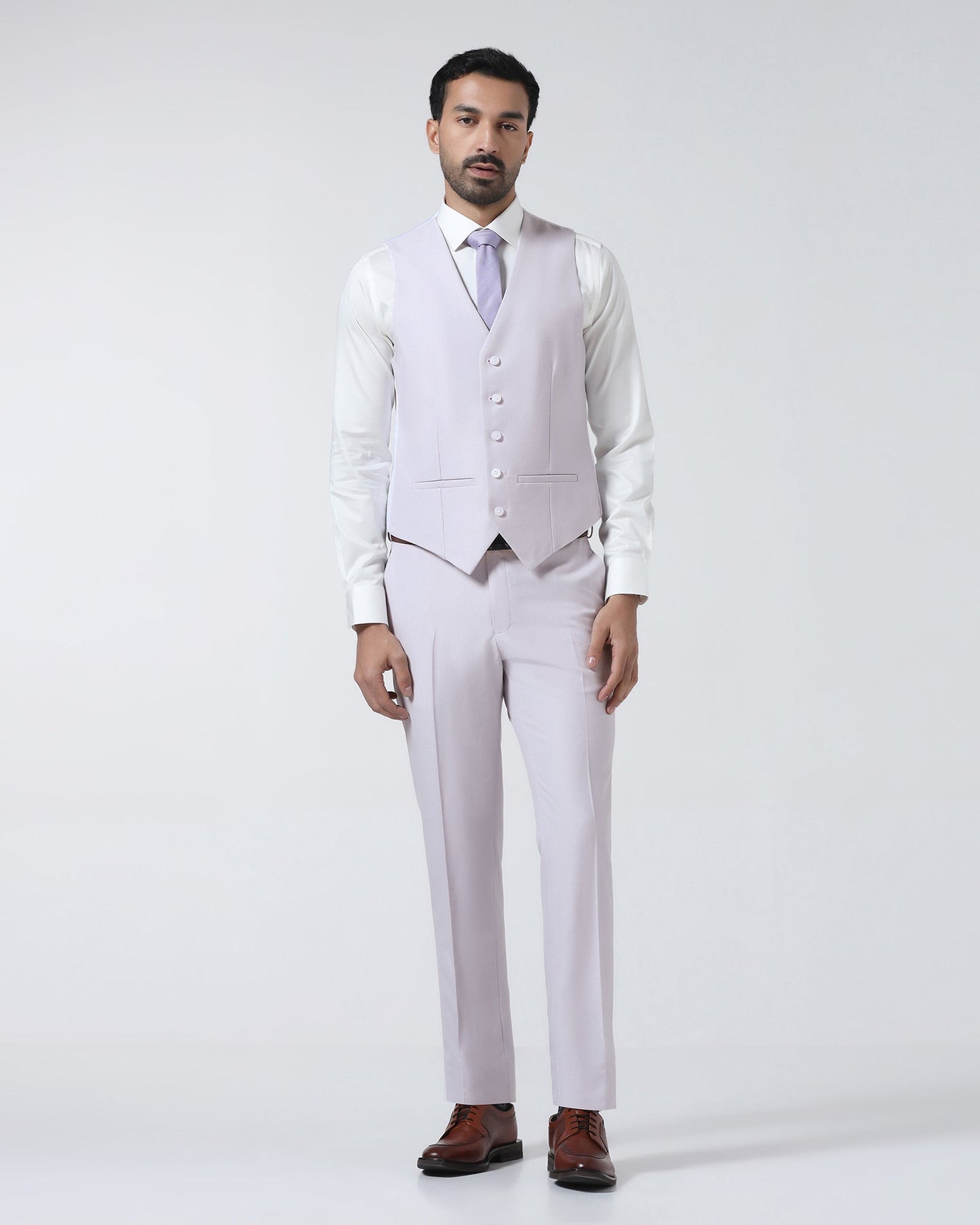 Dusty Pink Three Piece Textured Suit - Zeny