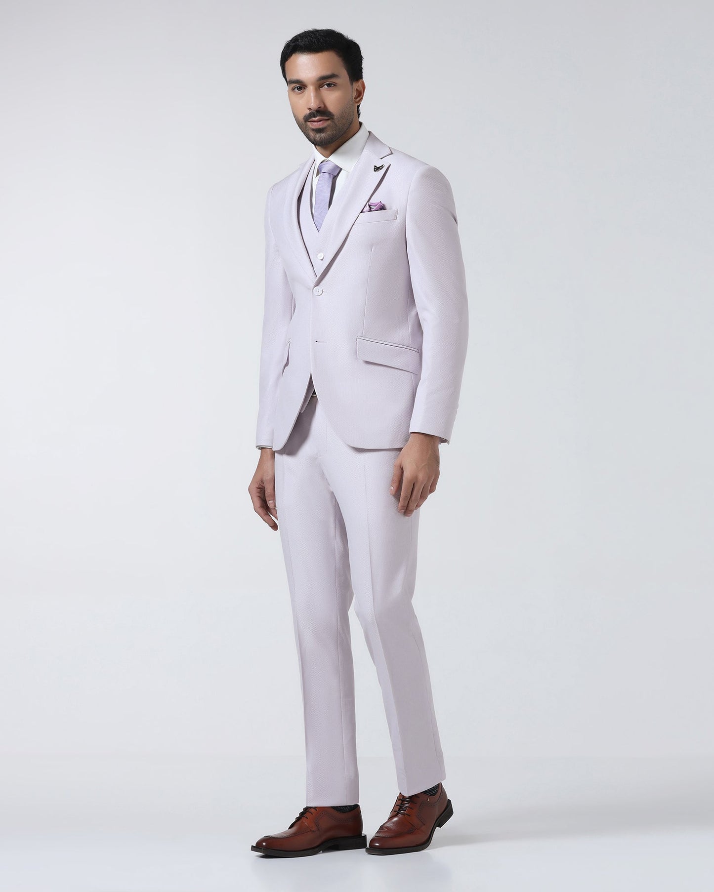 Dusty Pink Three Piece Textured Suit - Zeny