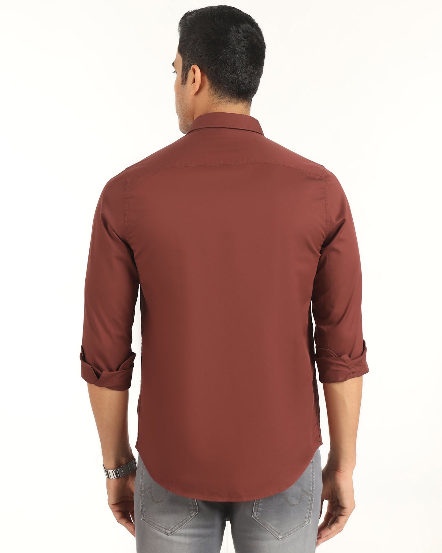 Casual Rust Solid Shirt - Juro
