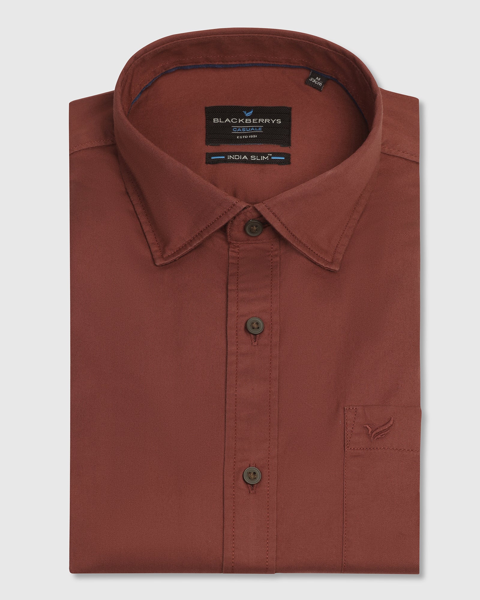 Casual Rust Solid Shirt - Juro