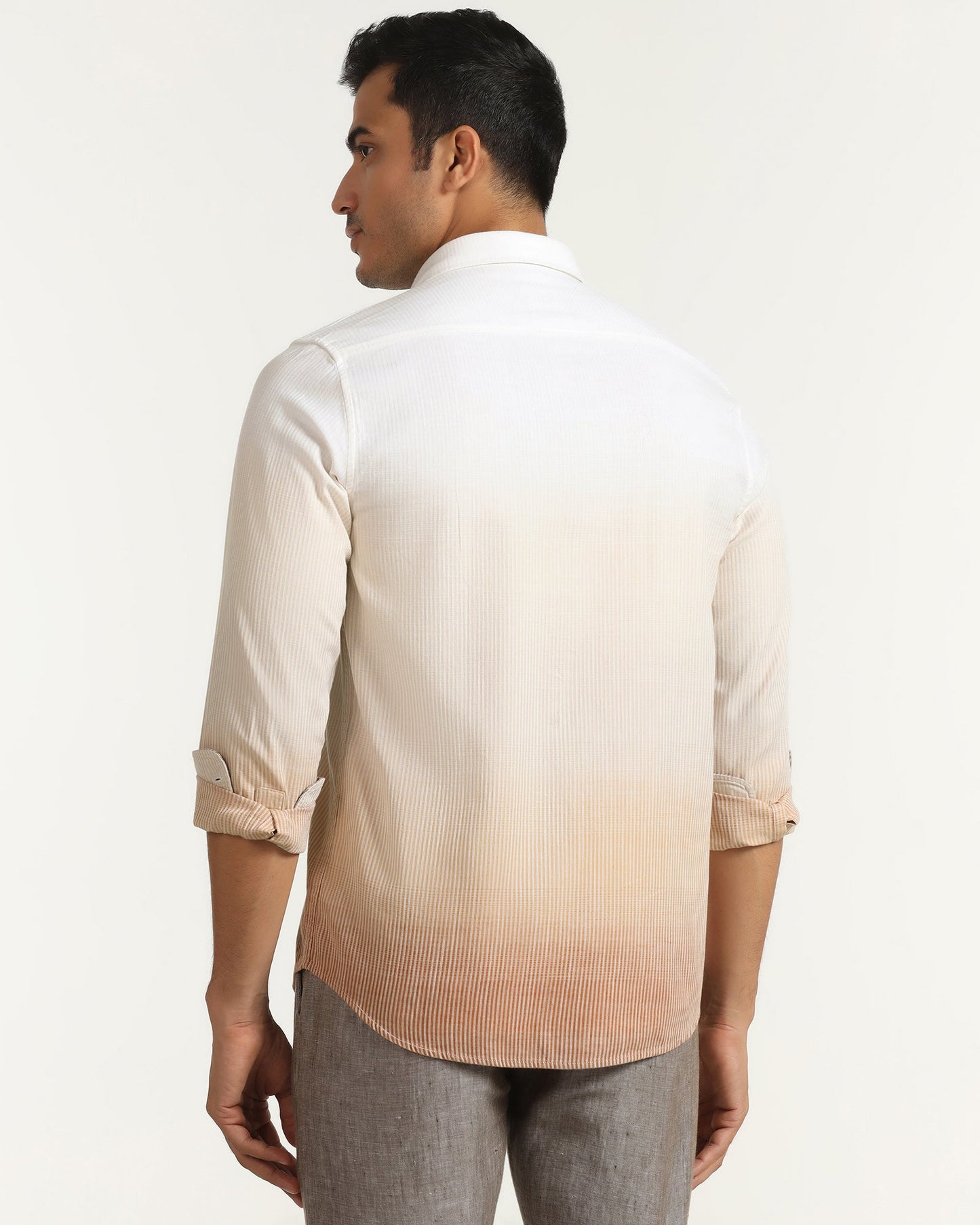 Linen Casual Beige Printed Shirt - Rayen