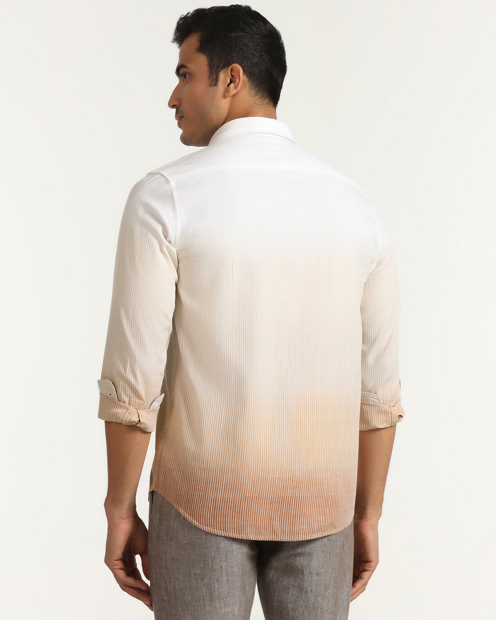 Linen Casual Beige Printed Shirt - Rayen