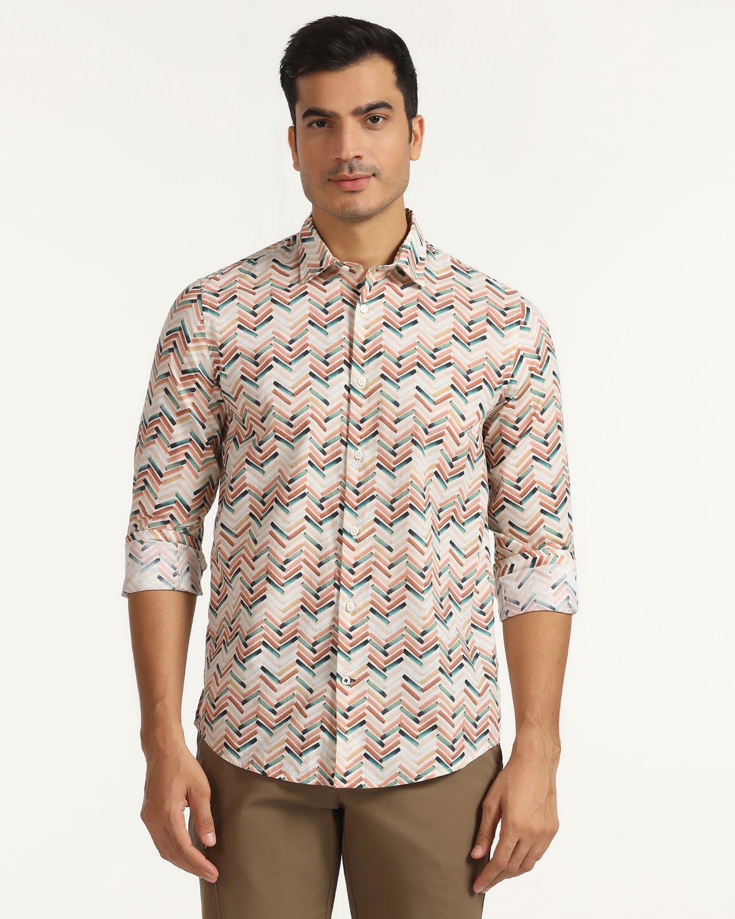Casual Beige Printed Shirt - Alba