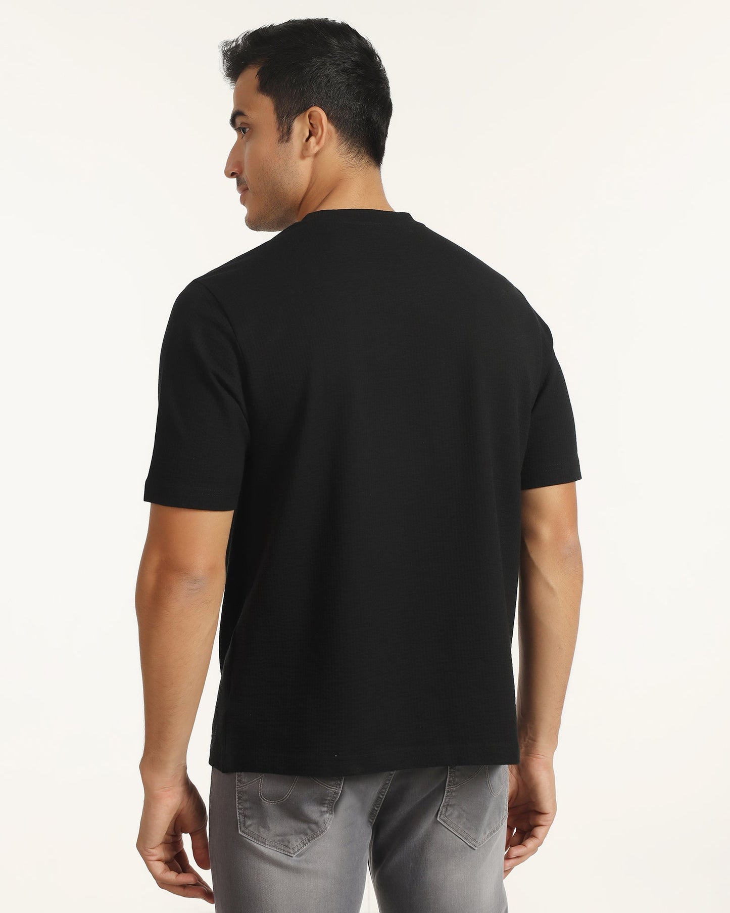 Crew Neck Black Printed T-Shirt - Scribble