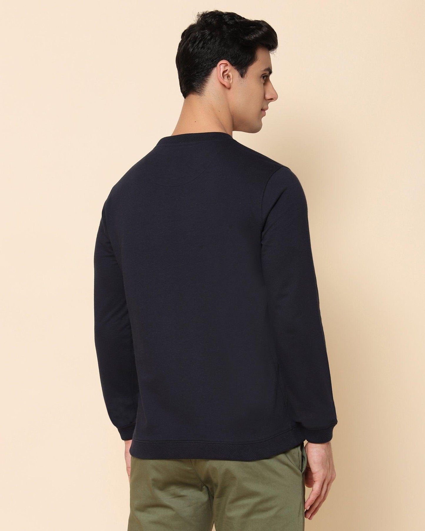 Electra Solid Sweat Shirt In Navy - blackberrys-clothing