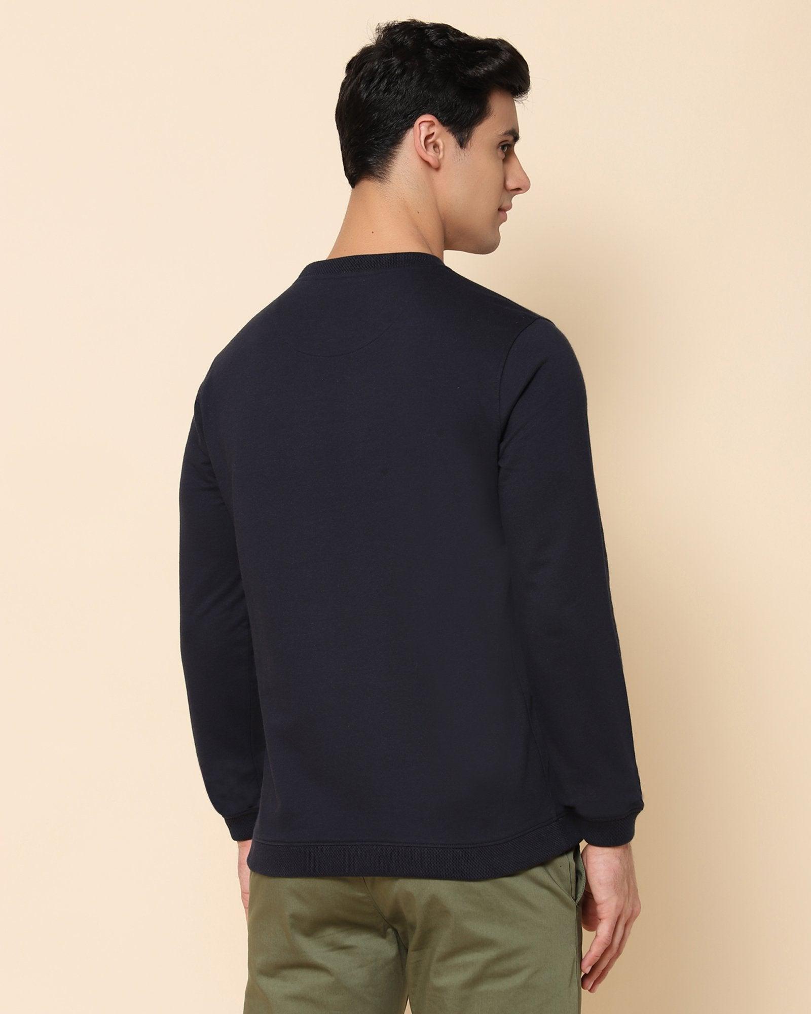 Electra Solid Sweat Shirt In Navy - blackberrys-clothing