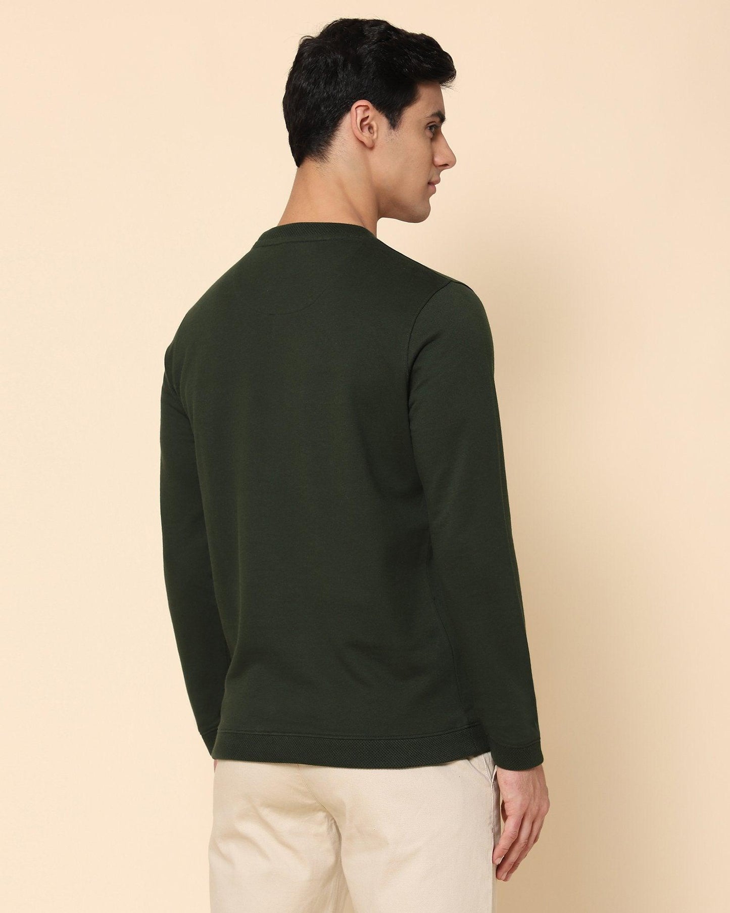 Electra Solid Sweat Shirt In Olive - blackberrys-clothing