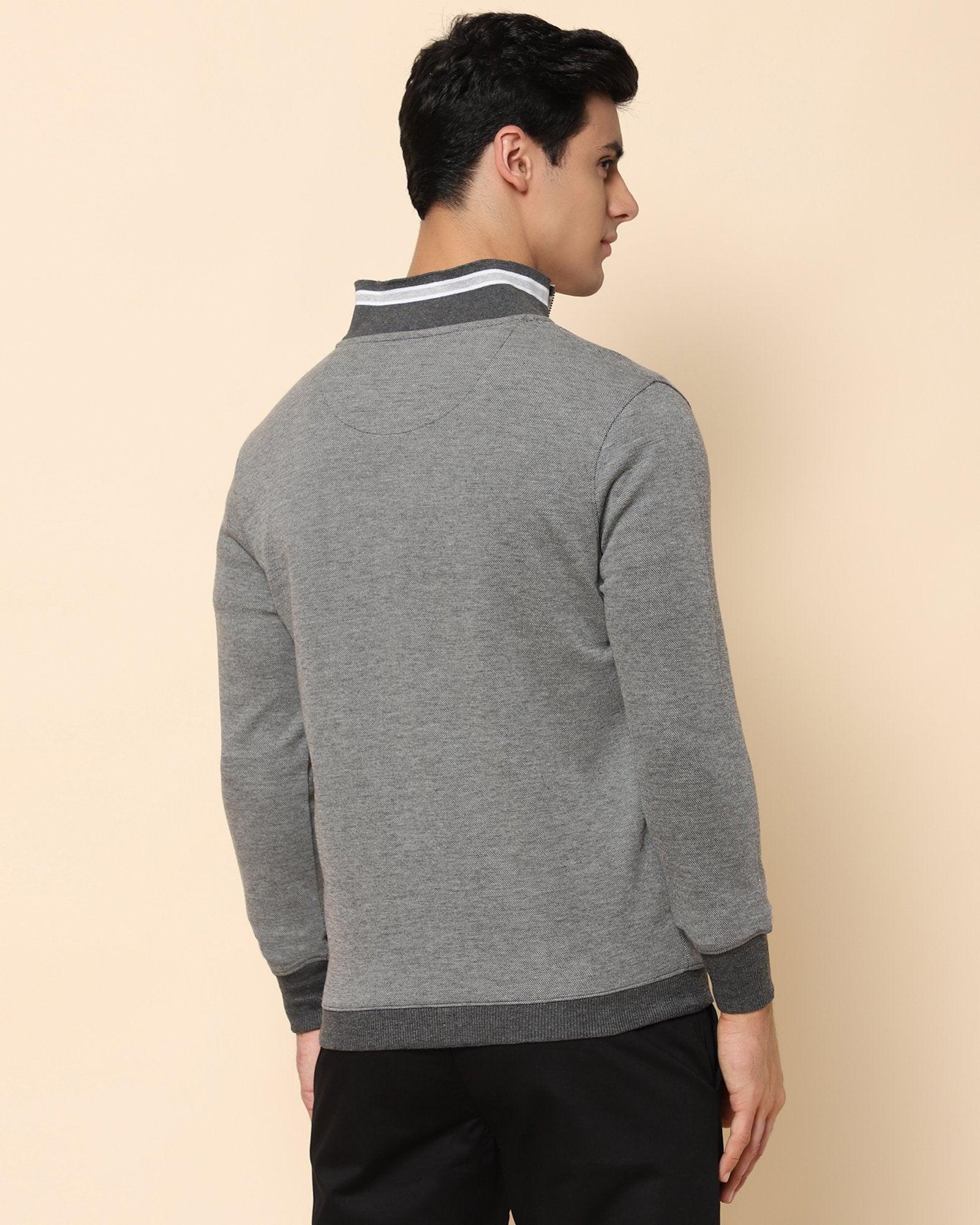 Elkur High Neck Sweat Shirt In Dark Grey - blackberrys-clothing