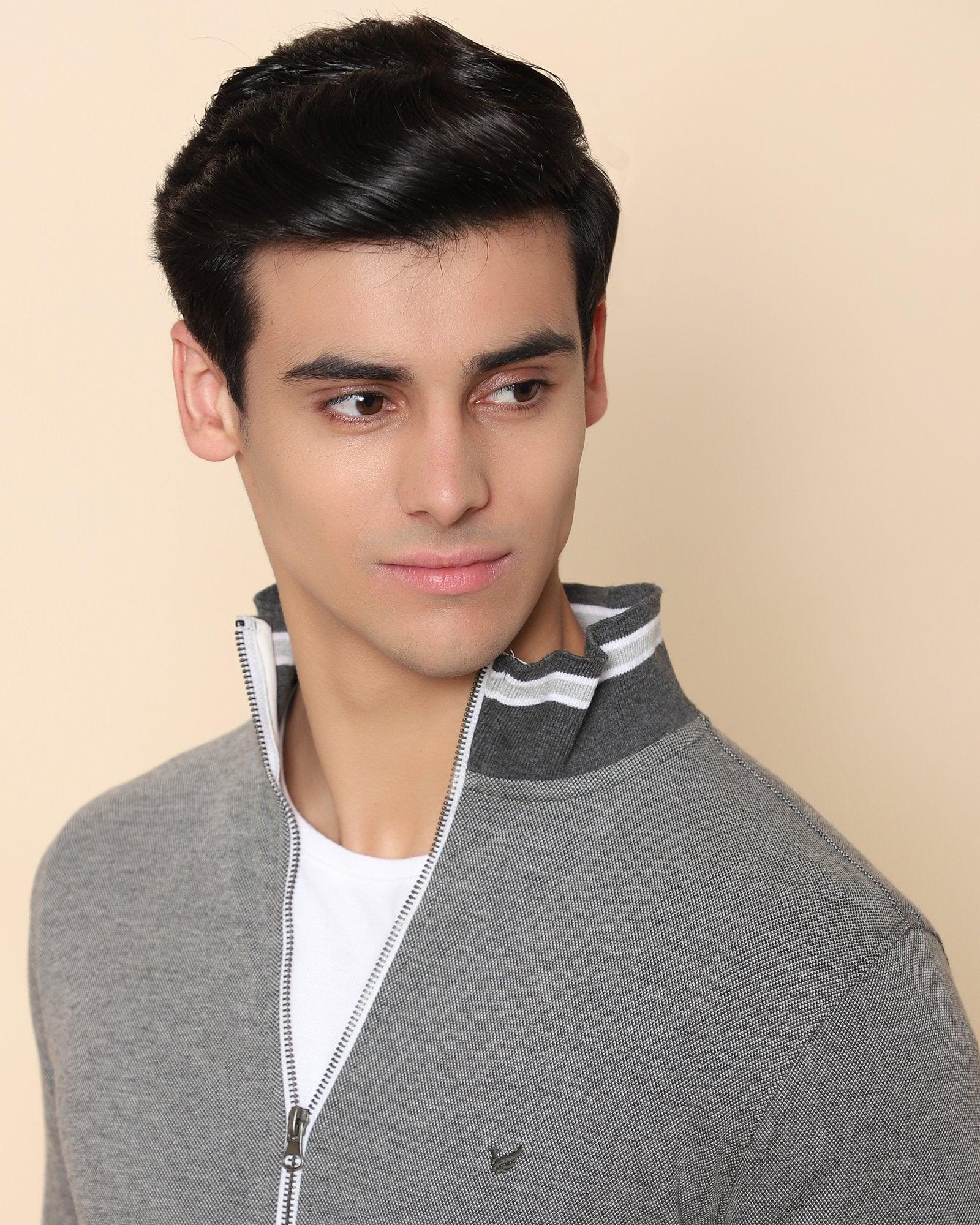 Elkur High Neck Sweat Shirt In Dark Grey - blackberrys-clothing