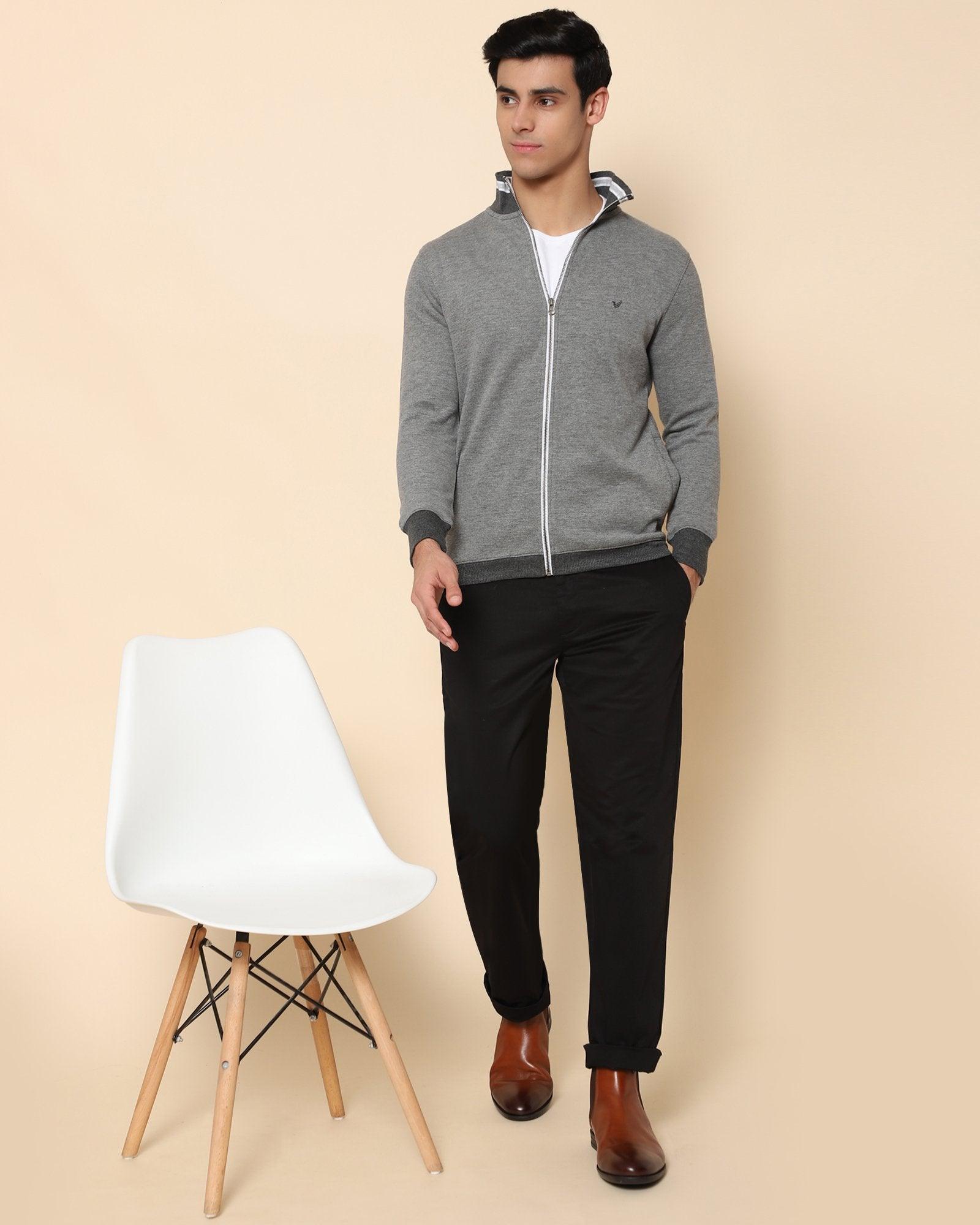 Elkur High Neck Sweat Shirt In Dark Grey - blackberrys-clothing