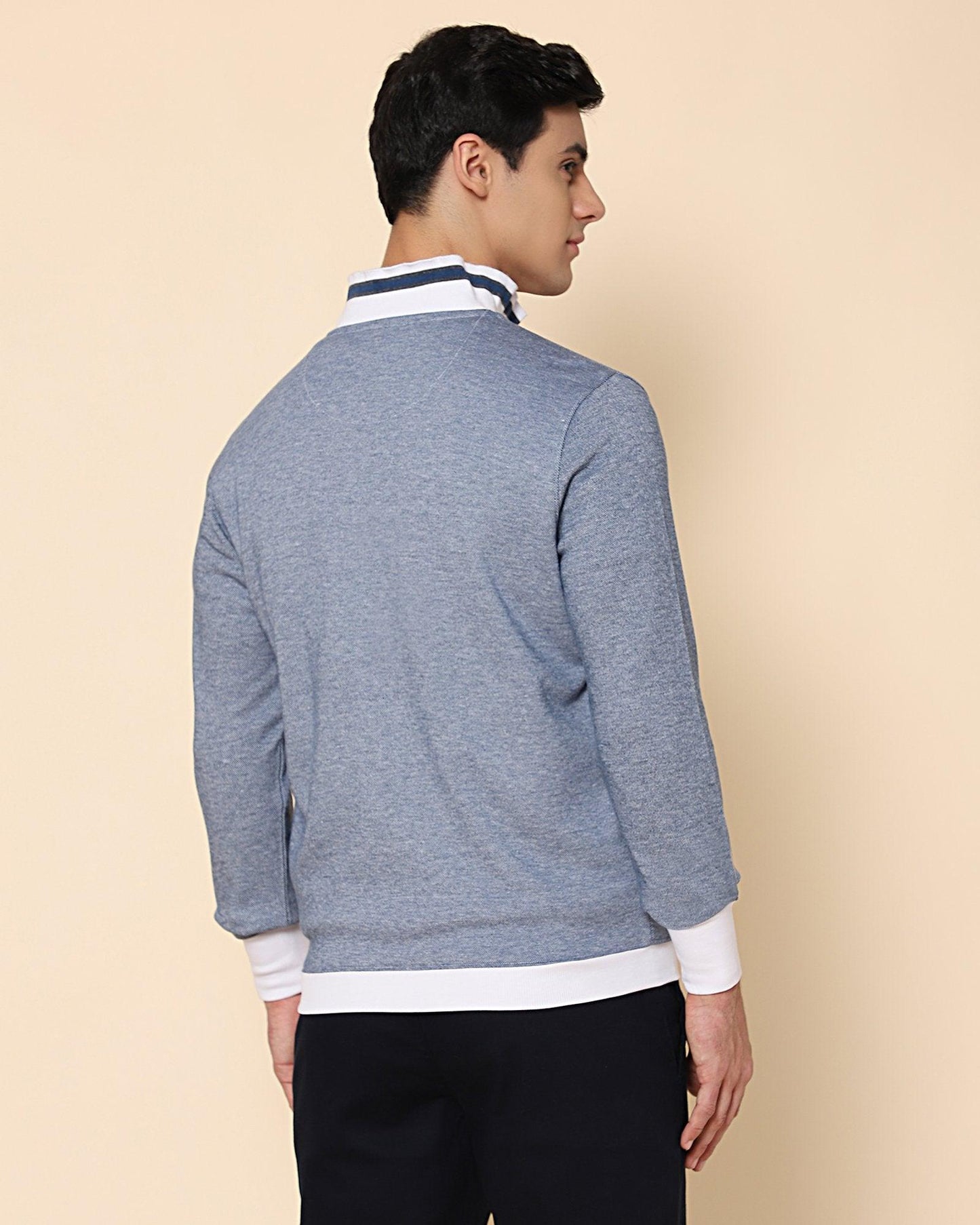 Elkur Jacquard Sweat Shirt In White - blackberrys-clothing