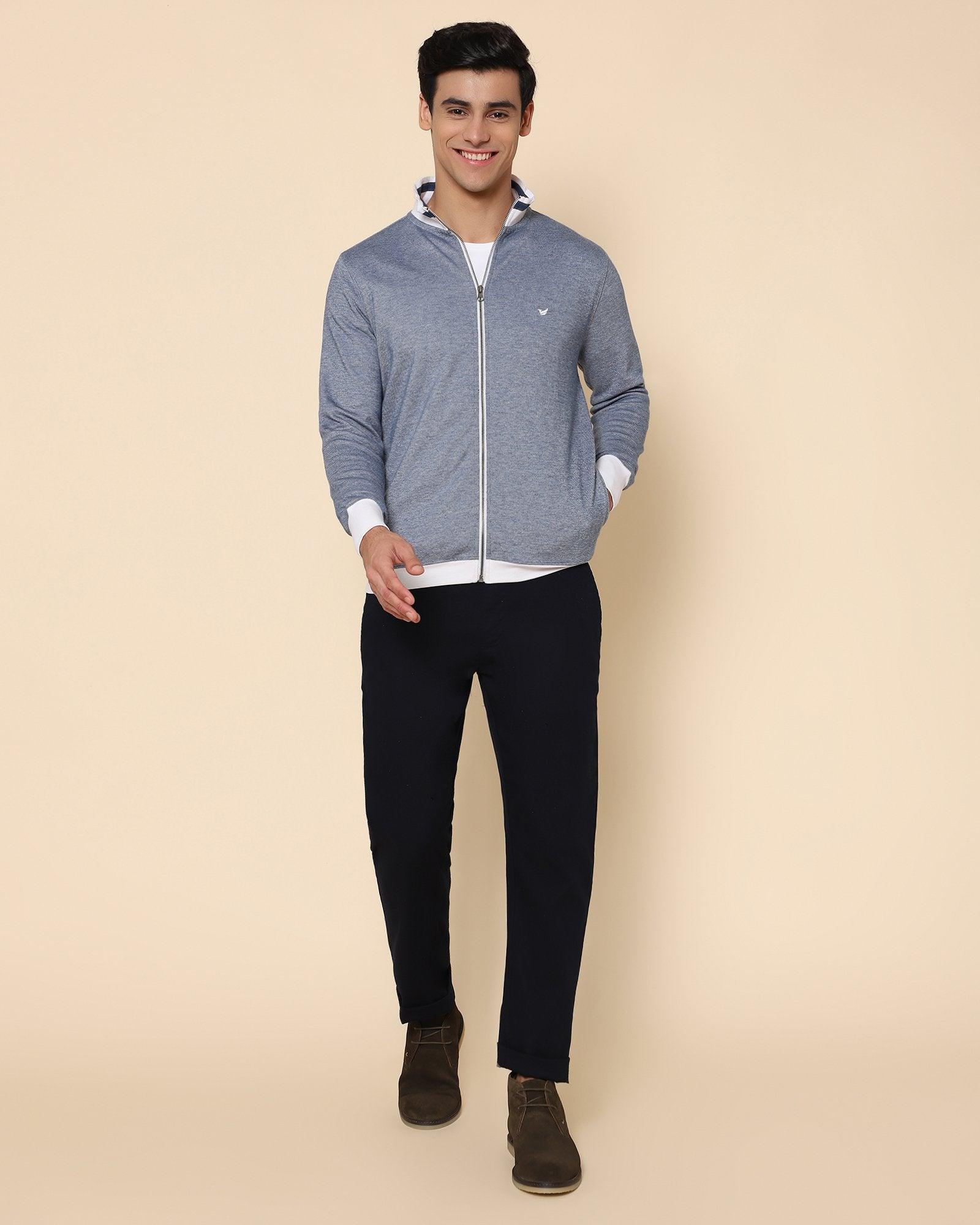 Elkur Jacquard Sweat Shirt In White - blackberrys-clothing