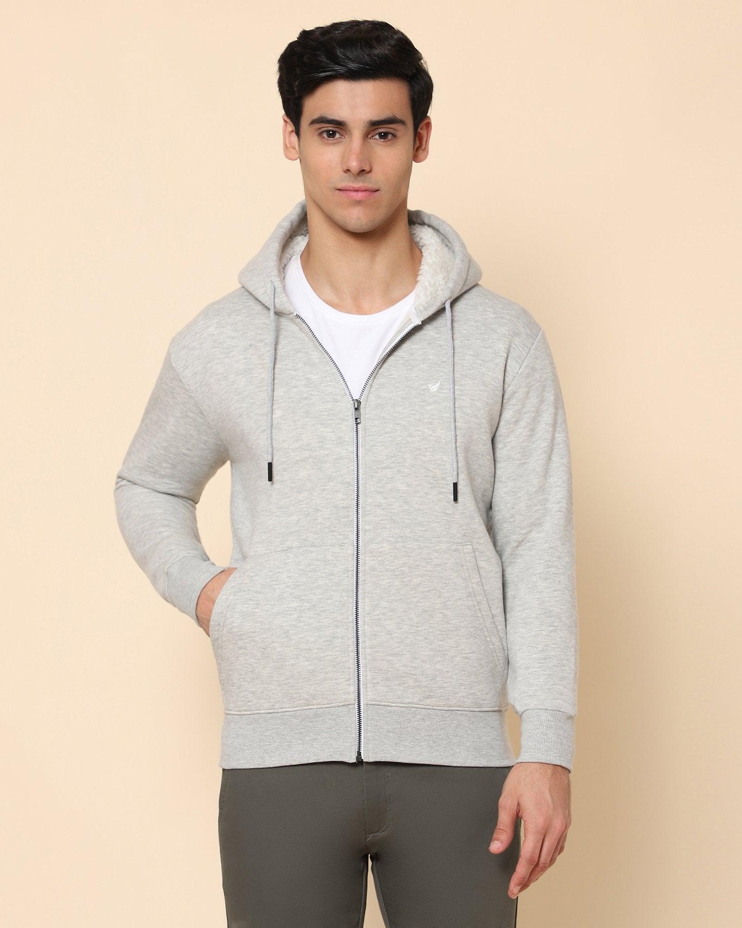 Errai Hoodie Sweat Shirt In Beige (Slim Fit)