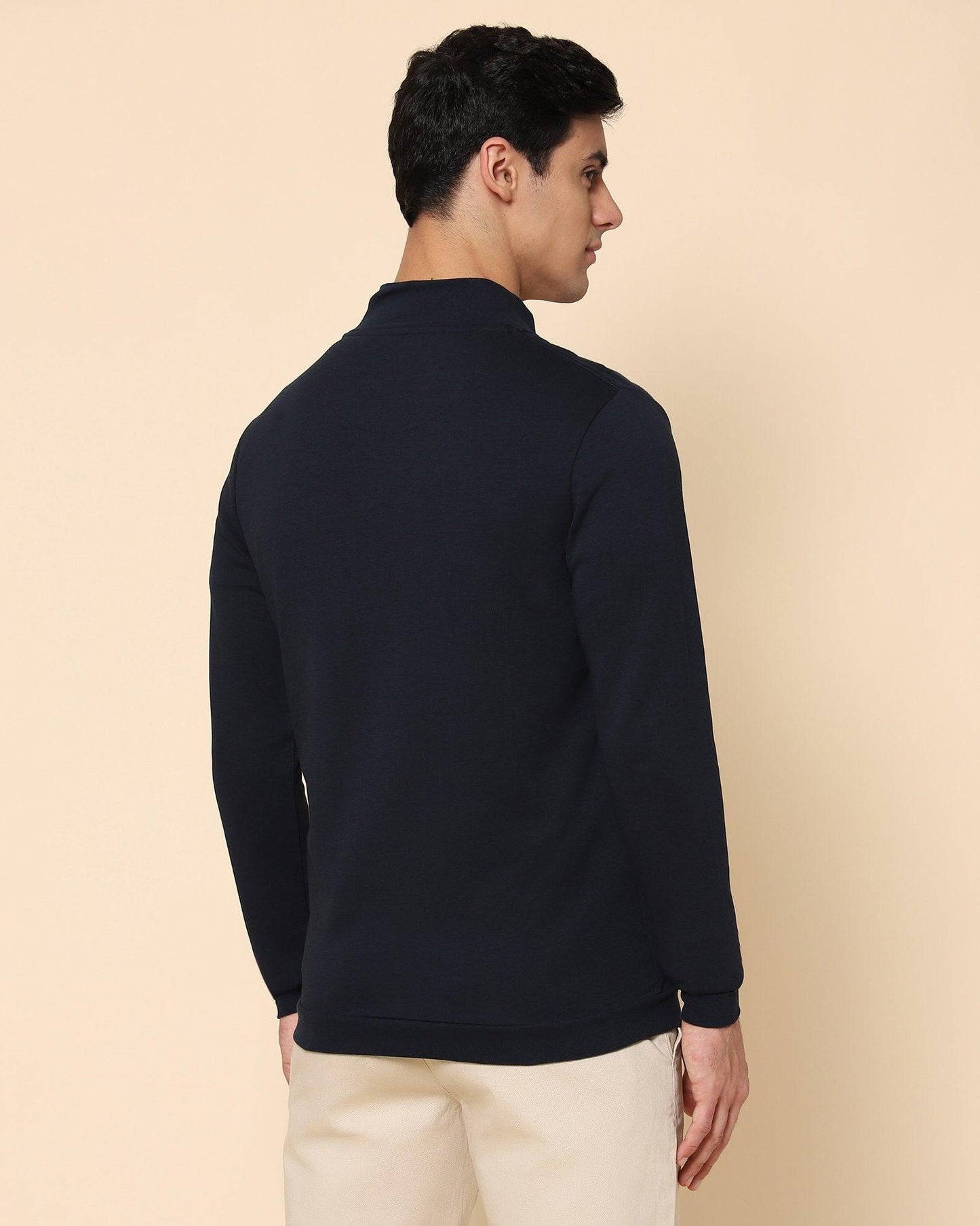 Felis High Neck Sweat Shirt In Navy - blackberrys-clothing