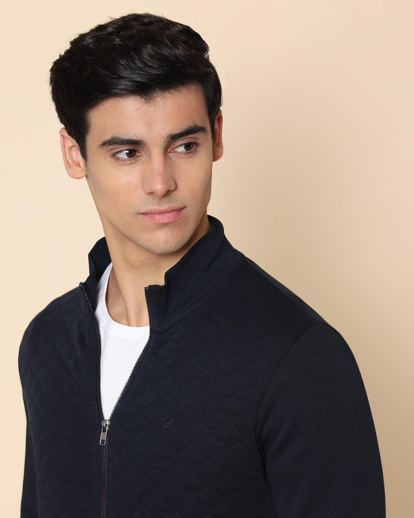 Felis High Neck Sweat Shirt In Navy - blackberrys-clothing