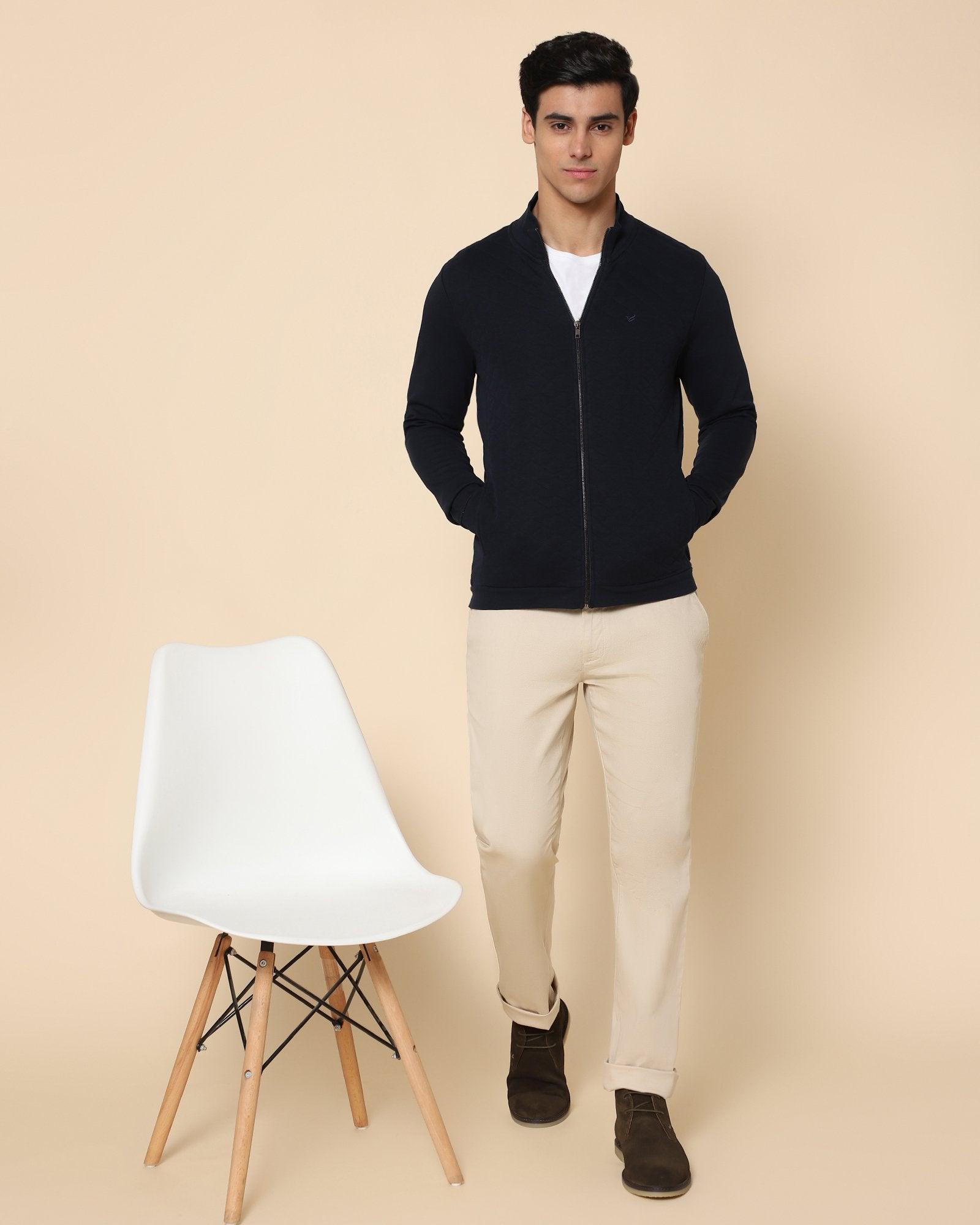 Felis High Neck Sweat Shirt In Navy - blackberrys-clothing