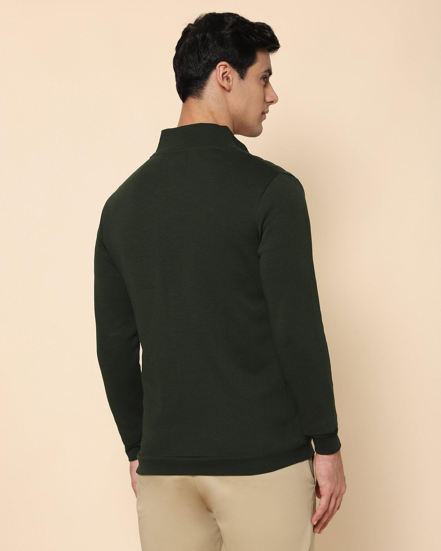 Felis Quilted Pattern Sweat Shirt In Olive - blackberrys-clothing