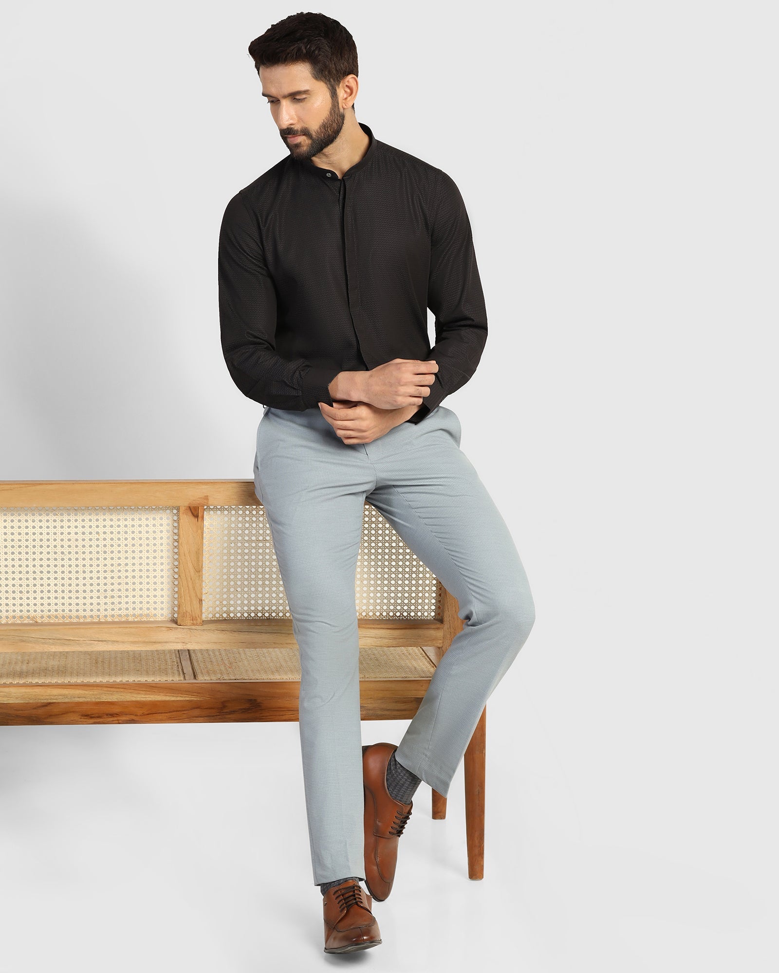 Formal Black Textured Shirt - Rome