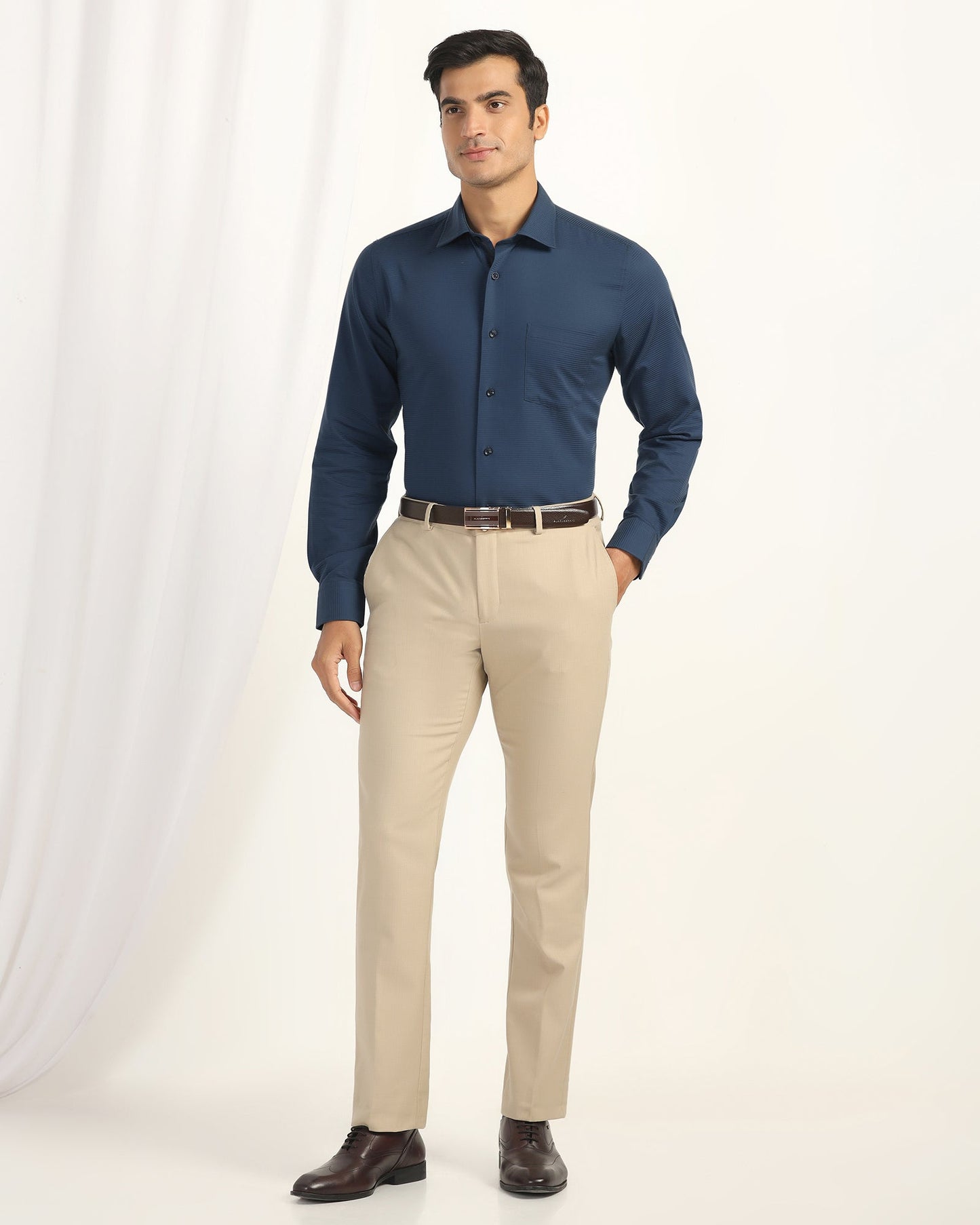 Formal Blue Stripe Shirt - Merlot