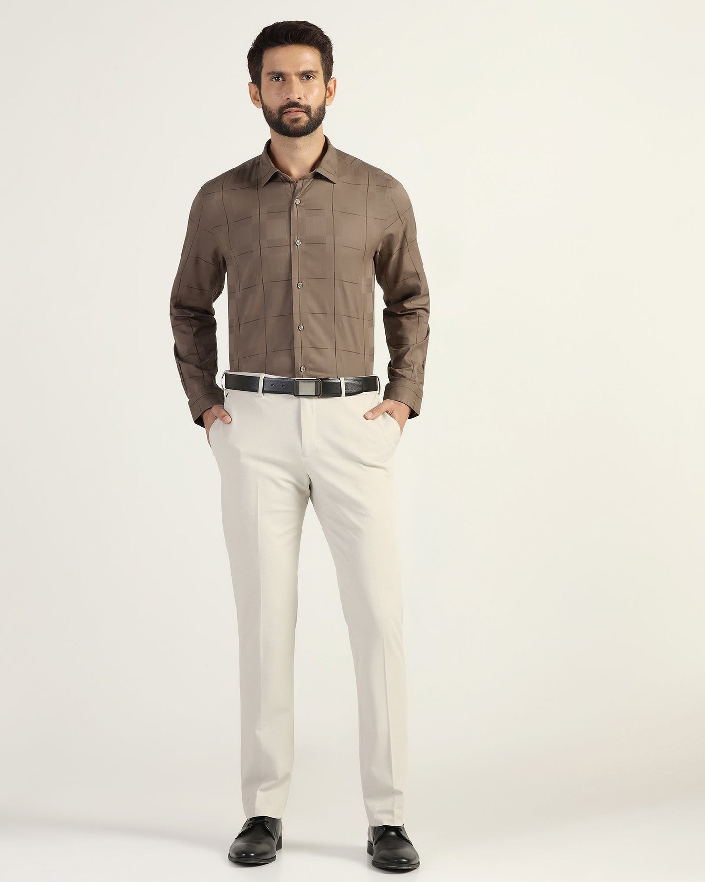 Formal Brown Check Shirt - Santro