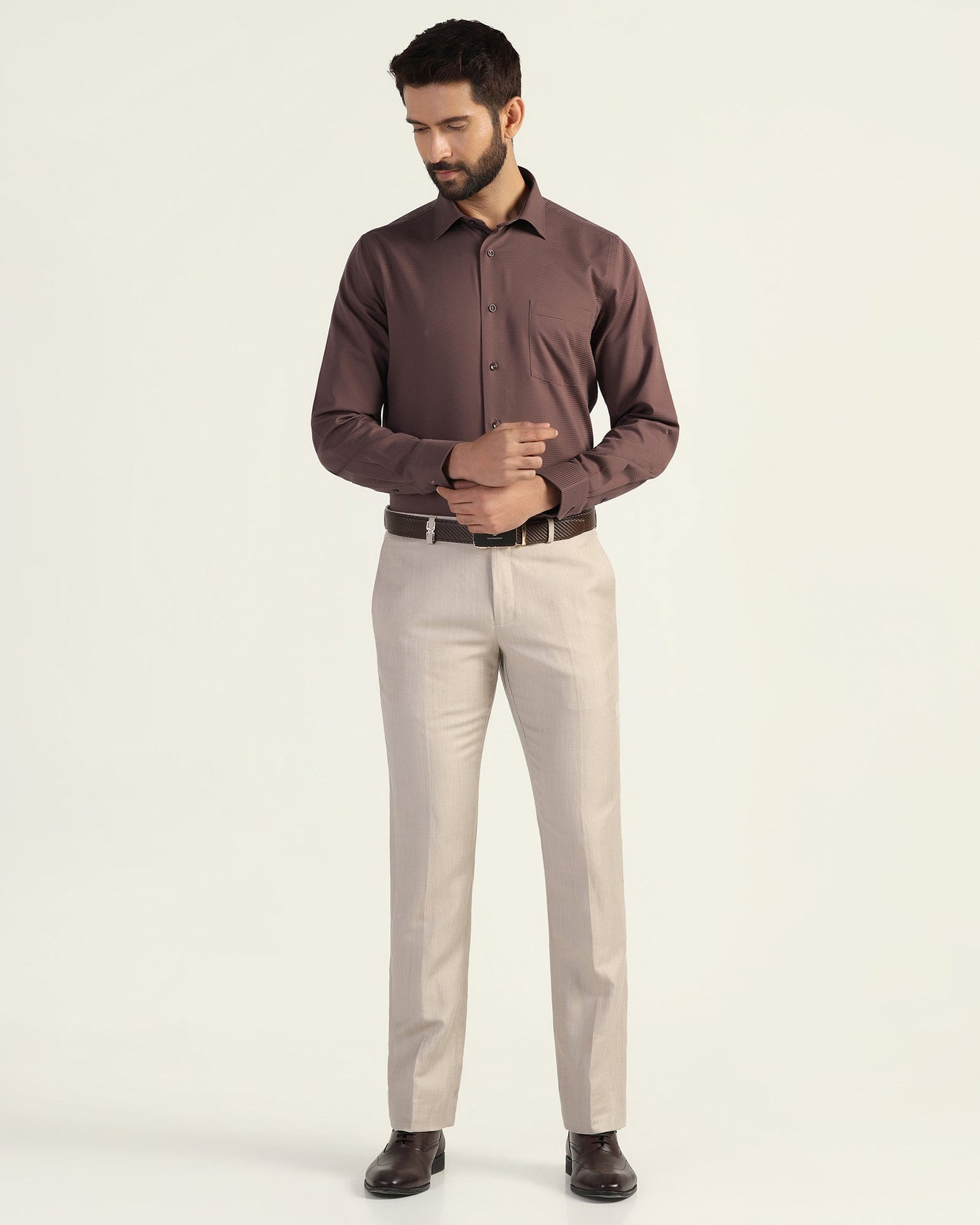 Formal Maroon Stripe Shirt - Merlot