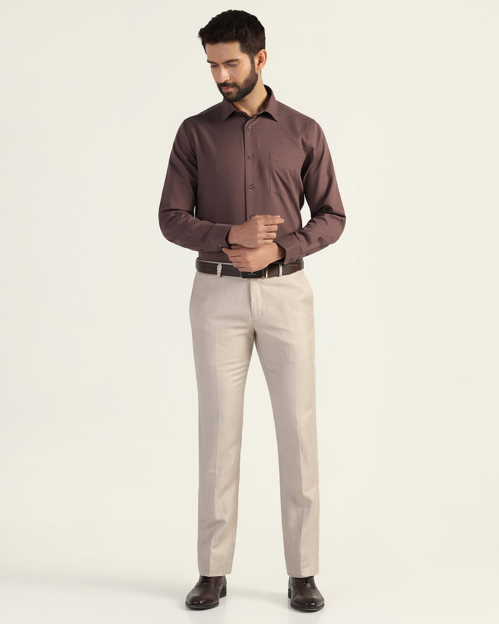 Formal Maroon Stripe Shirt - Merlot