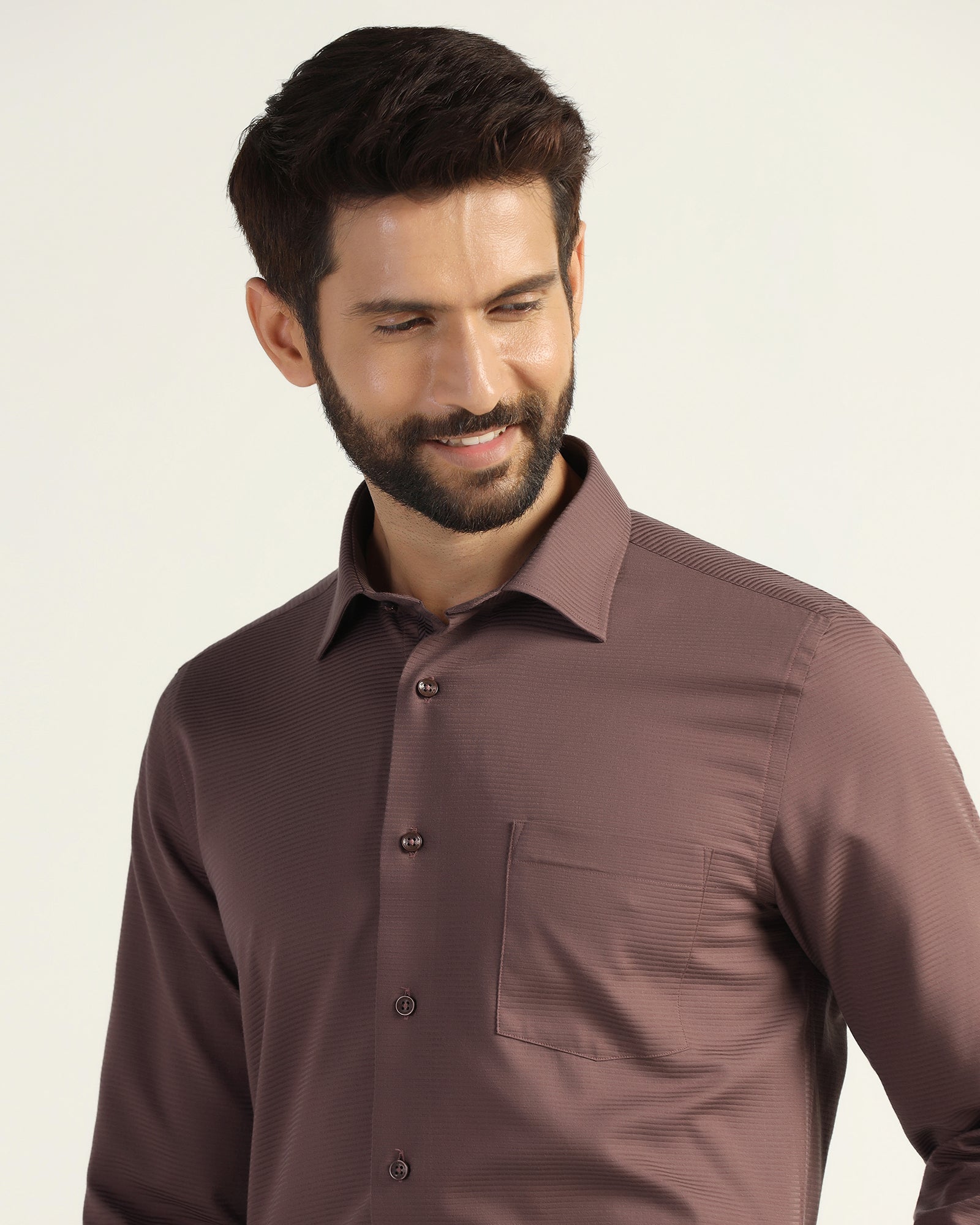 Formal Maroon Stripe Shirt - Merlot