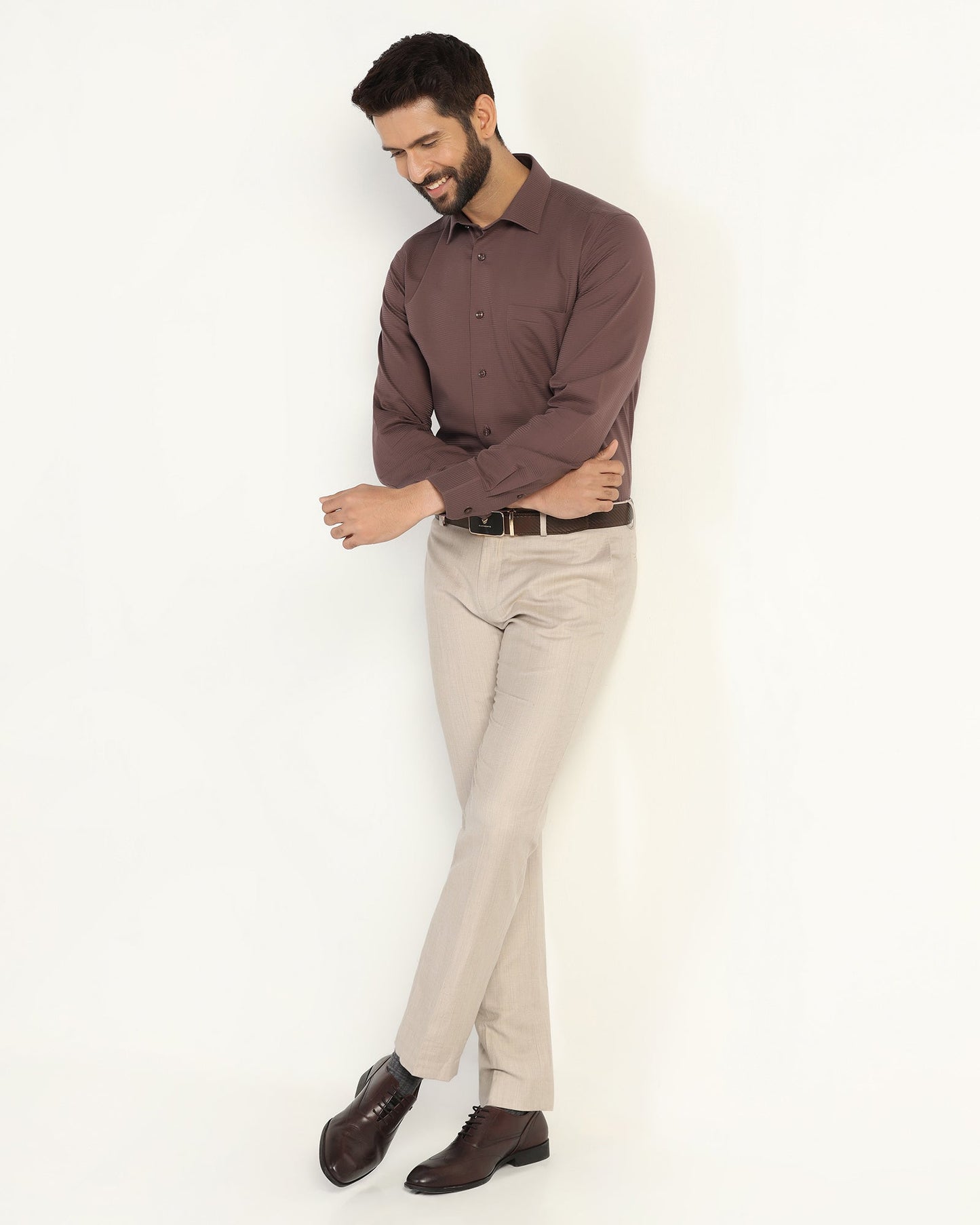 Formal Maroon Stripe Shirt - Merlot