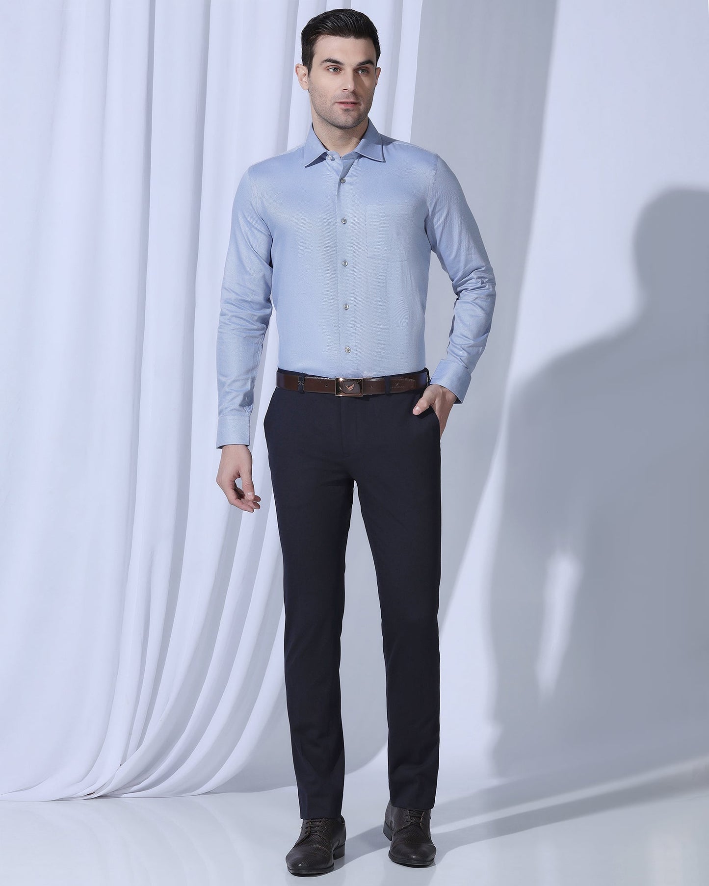 Formal Mid Blue Textured Shirt - Quent