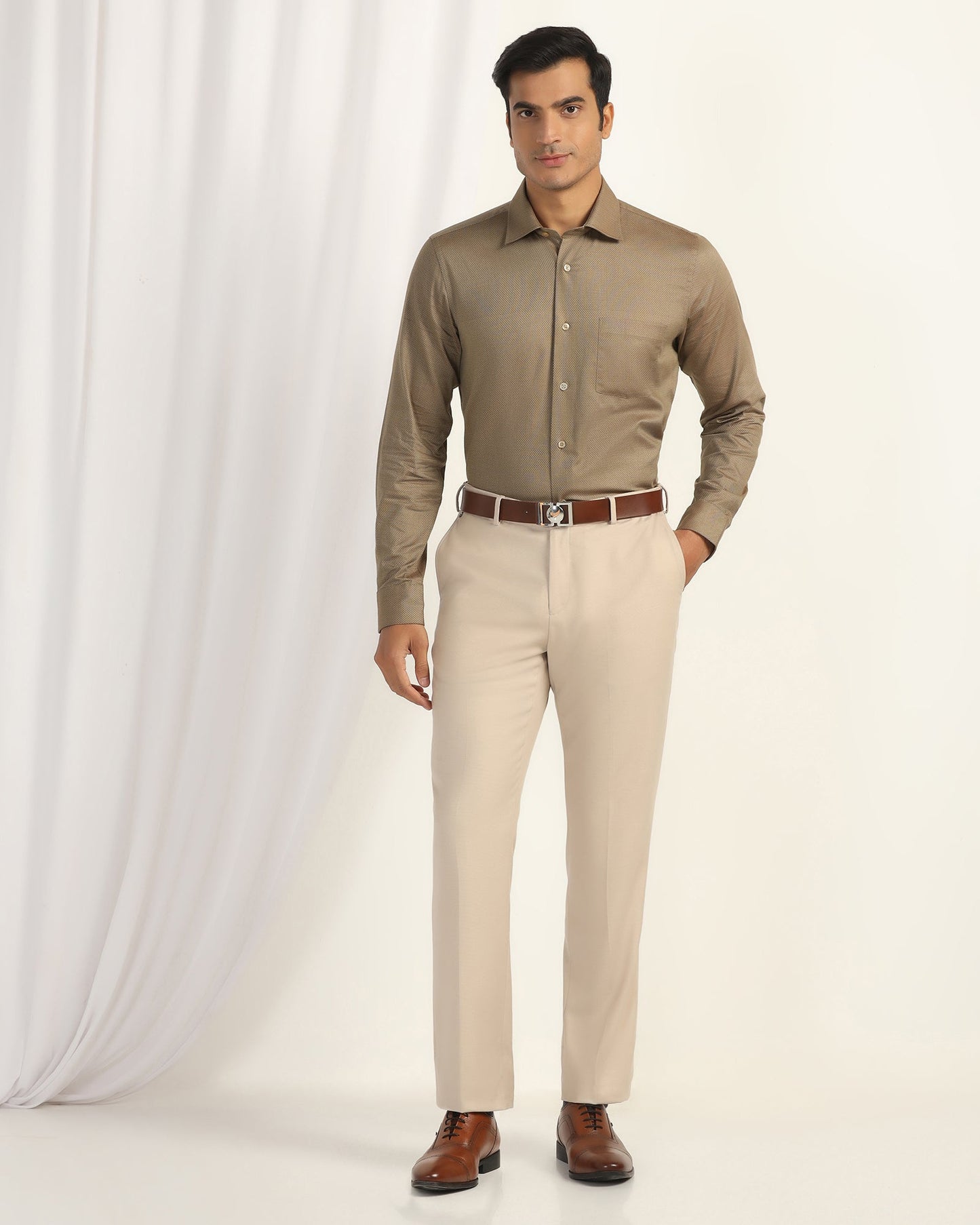 Formal Ochre Textured Shirt - Punch